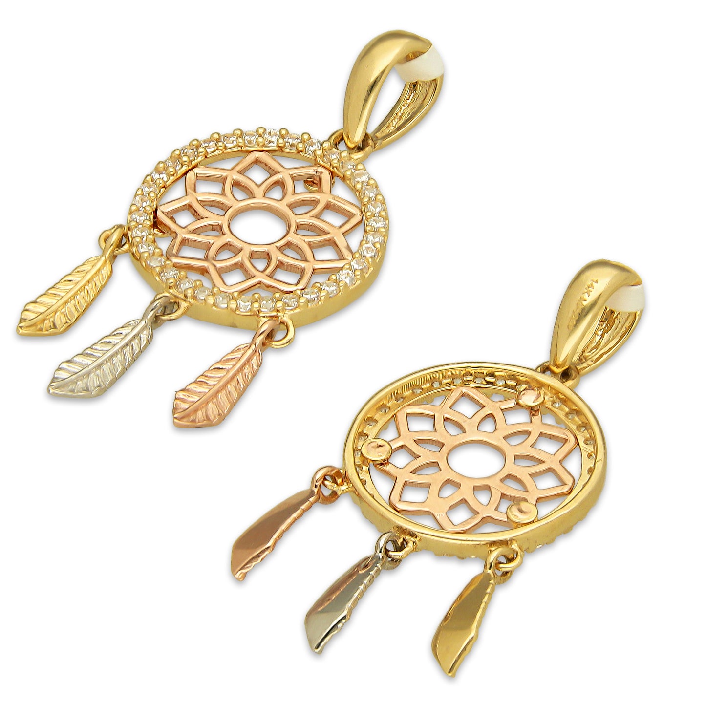 MR14DJ168 Dije Oro Sólido 14K EM Atrapa Sueños Florentino 1.4 cm x 3.2 cm