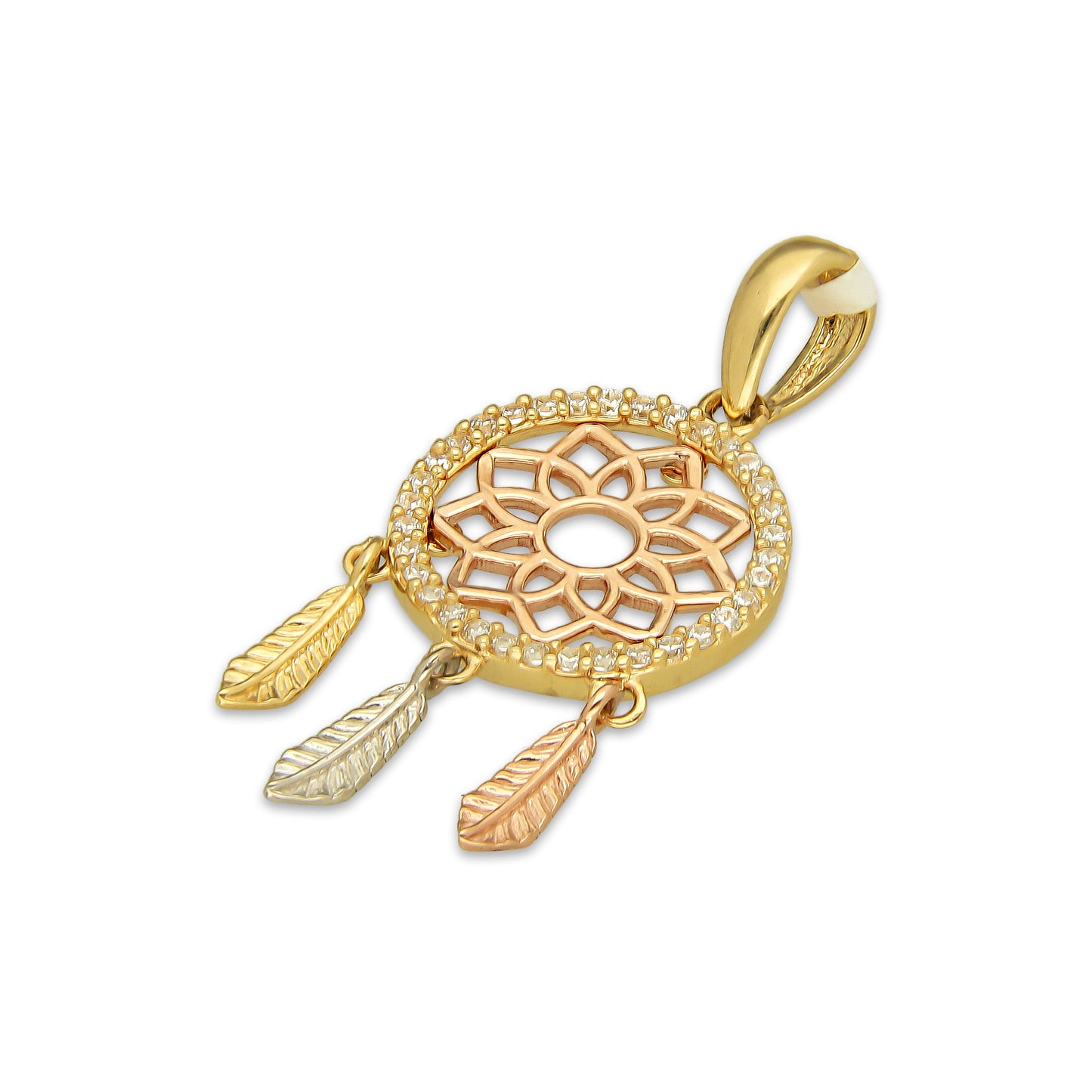 MR14DJ168 Dije Oro Sólido 14K EM Atrapa Sueños Florentino 1.4 cm x 3.2 cm