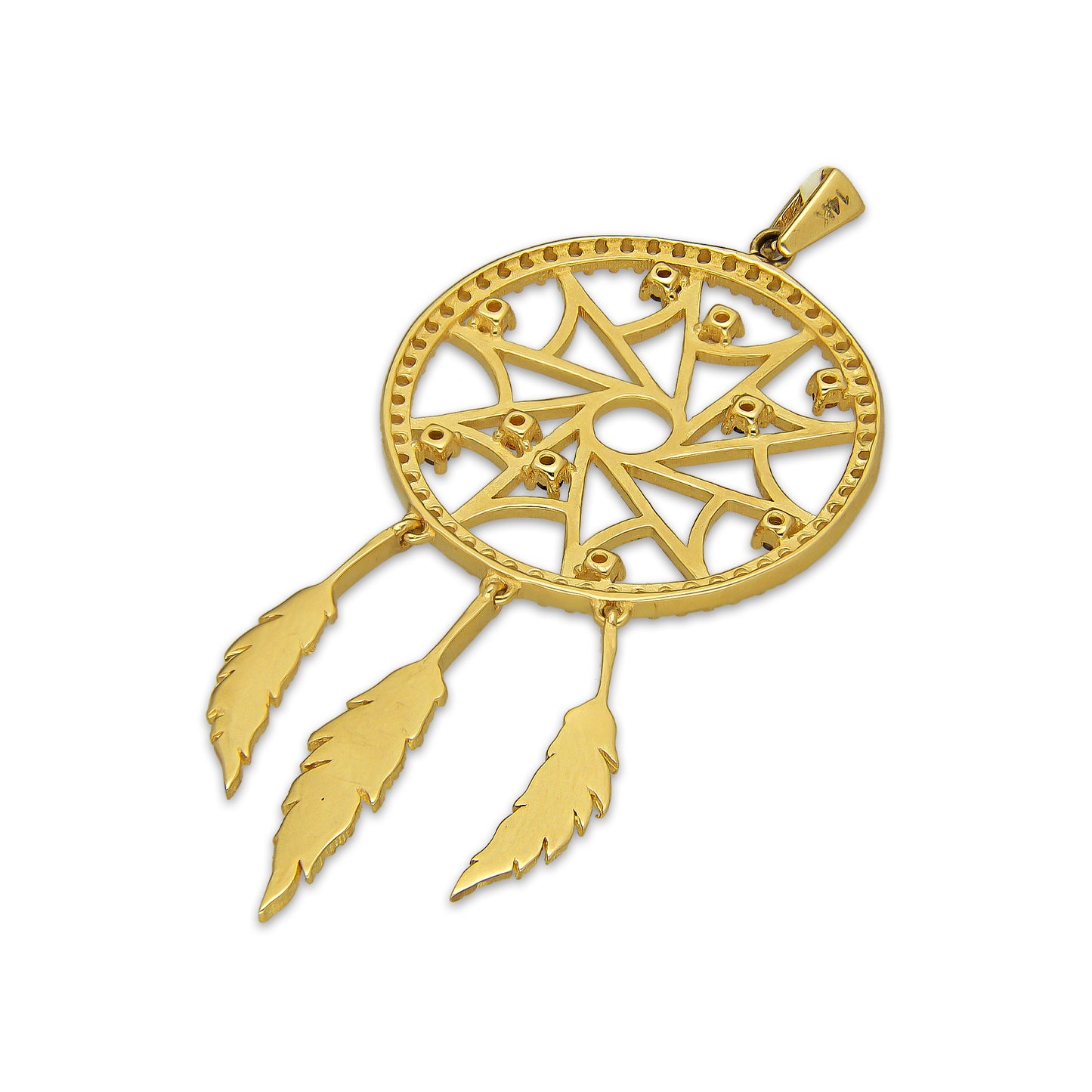 MR14DJ188 Dije Oro Sólido 14K EM Atrapasueños Vrtx 2.3 cm x 5 cm