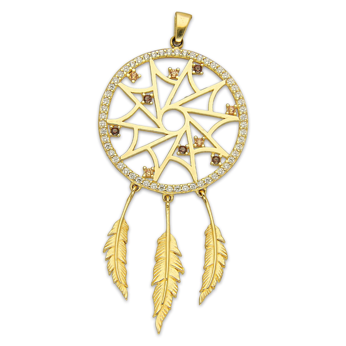 MR14DJ188 Dije Oro Sólido 14K EM Atrapasueños Vrtx 2.3 cm x 5 cm