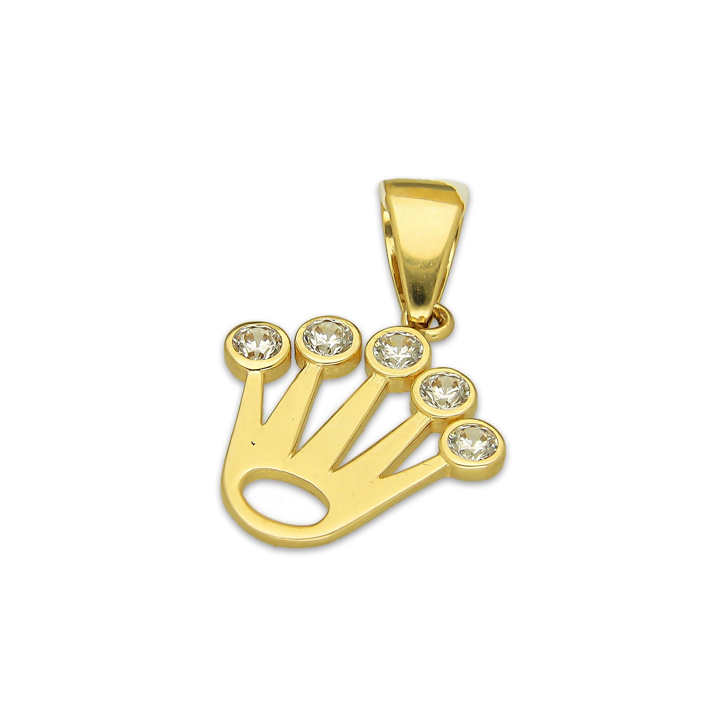 MR14DJ189 Dije Oro Sólido 14K EM Corona Lisa Rlx 1.6 cm x 2.4 cm