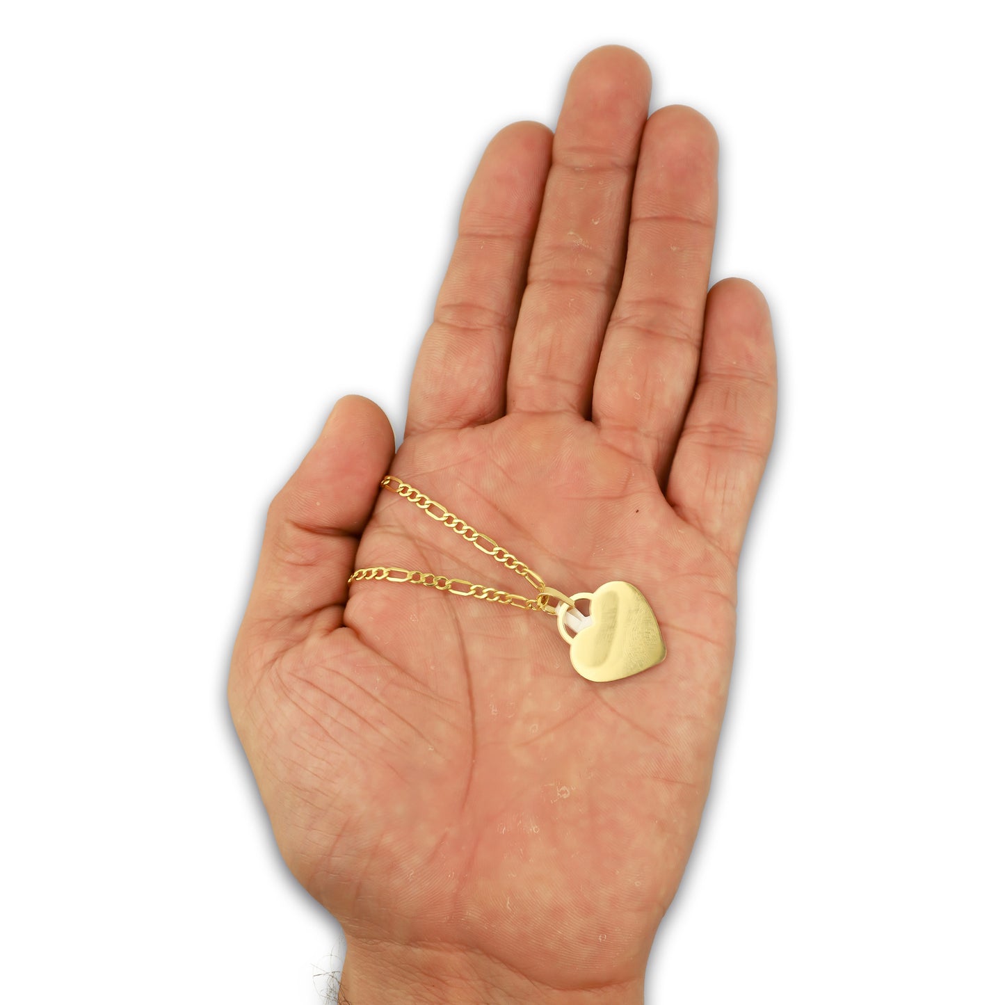 MR14DP089 Cadena Oro Sólido 10K + Dije Oro Sólido 14K EM Corazón Plano Liso 1.8 cm x 2.5 cm