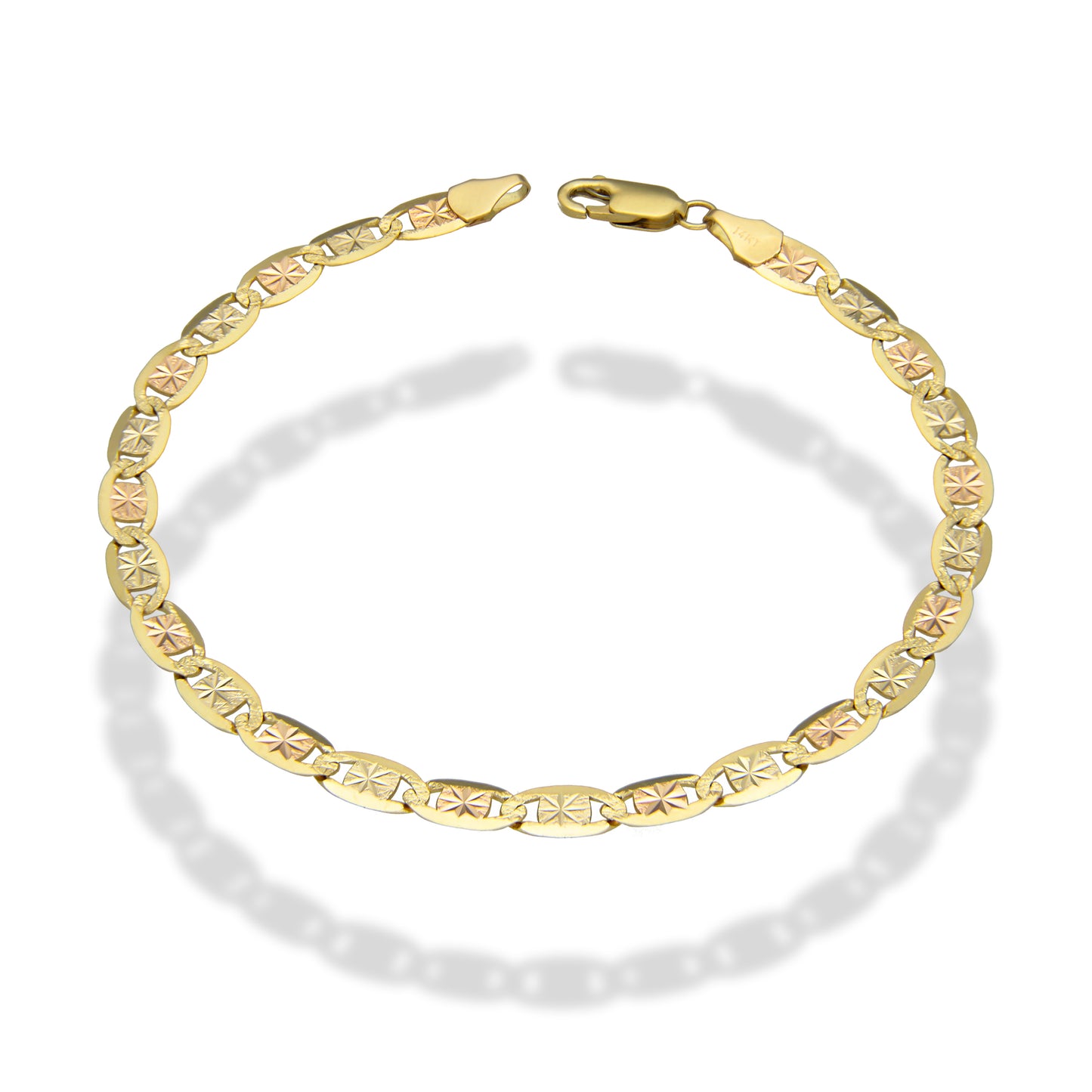 MR14PC005 Pulsera Para Caballero Oro Sólido 14K Gussi Estrella Florentino 5 Mm x 21 Cm