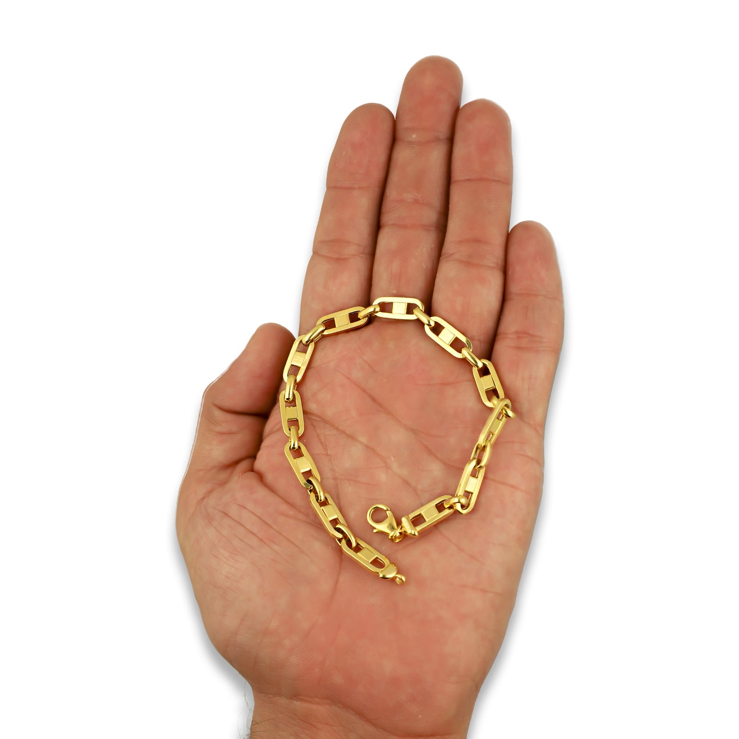MR14PC021 Pulsera Para Caballero Oro Sólido 14K Mod Ancla Figaruchi 6 mm x 20.5 cm