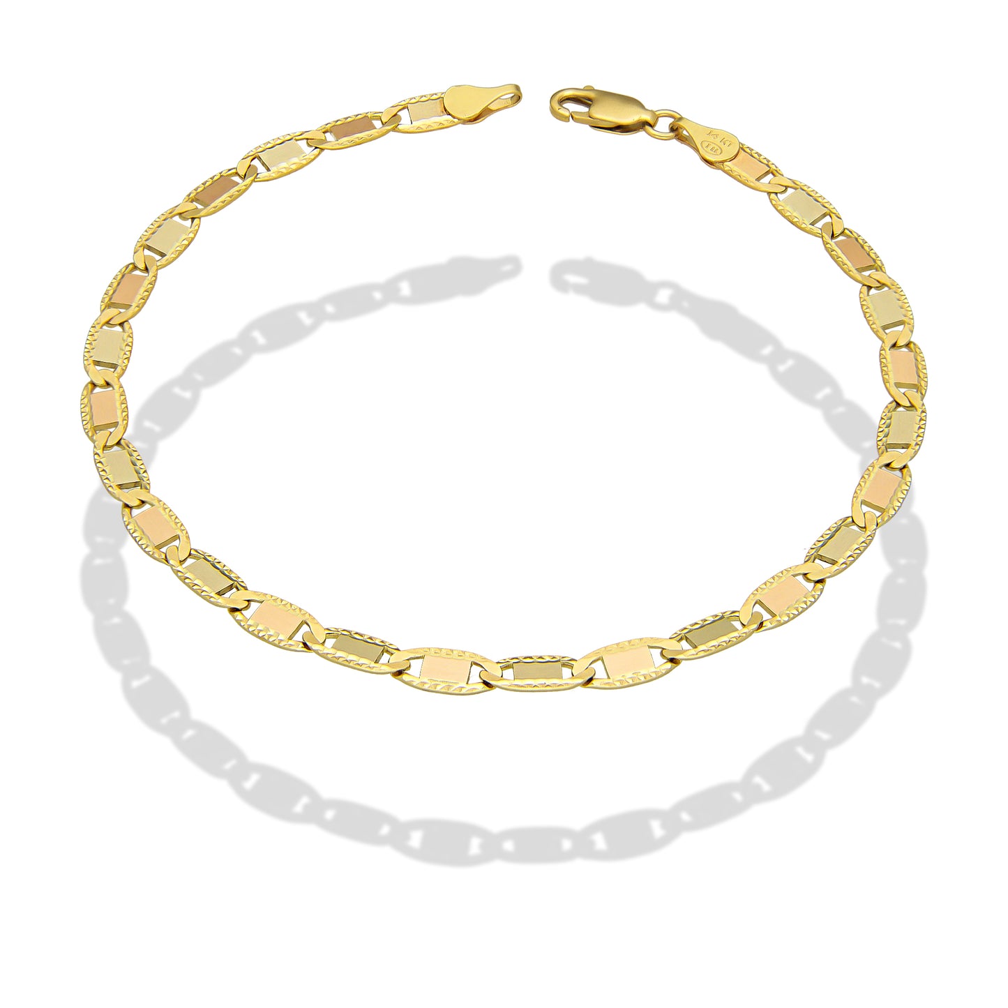 MR14PC033 Pulsera Para Caballero Oro Sólido 14K Mod Valentido Florentino Lisa 4 mm x 21.5 cm