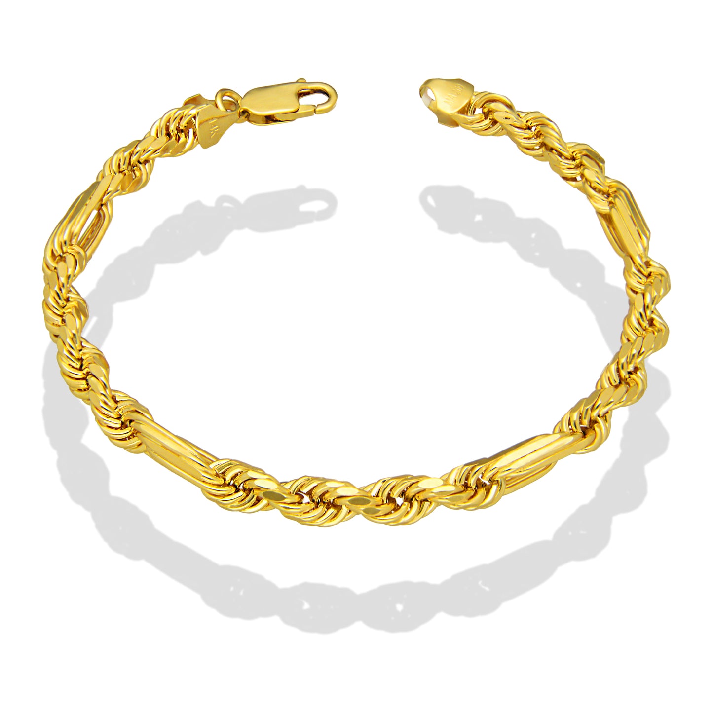 MR14PC057 Pulsera Para Caballero Oro Sólido 14K EMF14 Modelo Torsal Fígaro 6 mm x 21 cm