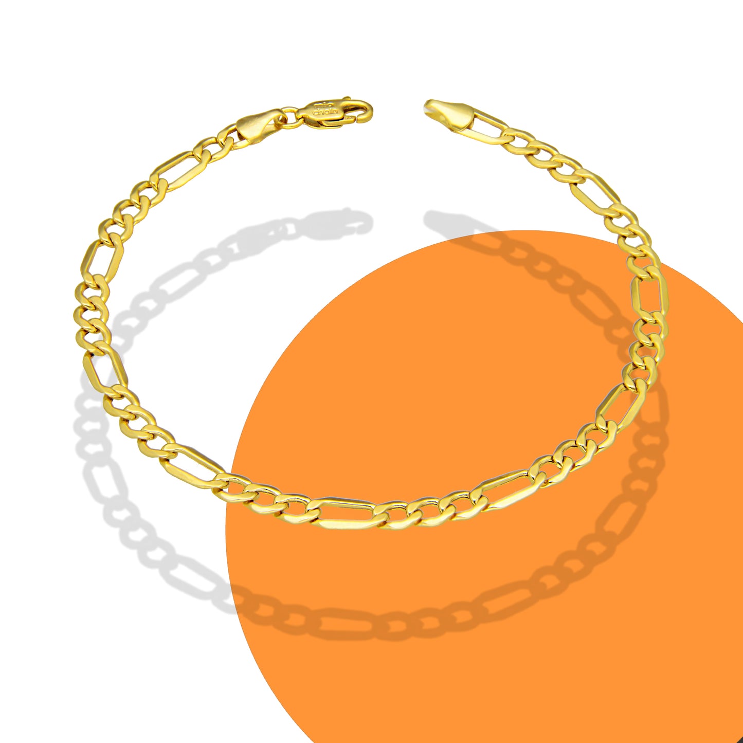 MR14PC058 Pulsera Para Caballero Oro Sólido 14K EMF14 Modelo Fígaro 3*1 Lisa 4 mm x 21 cm