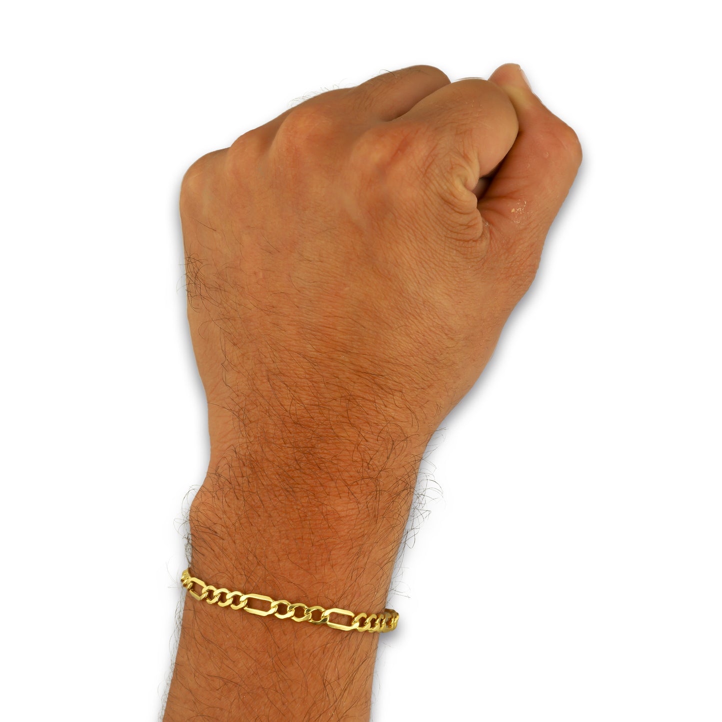MR14PC058 Pulsera Para Caballero Oro Sólido 14K EMF14 Modelo Fígaro 3*1 Lisa 4 mm x 21 cm