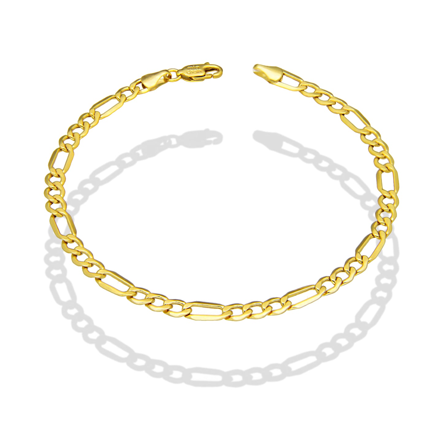 MR14PC058 Pulsera Para Caballero Oro Sólido 14K EMF14 Modelo Fígaro 3*1 Lisa 4 mm x 21 cm
