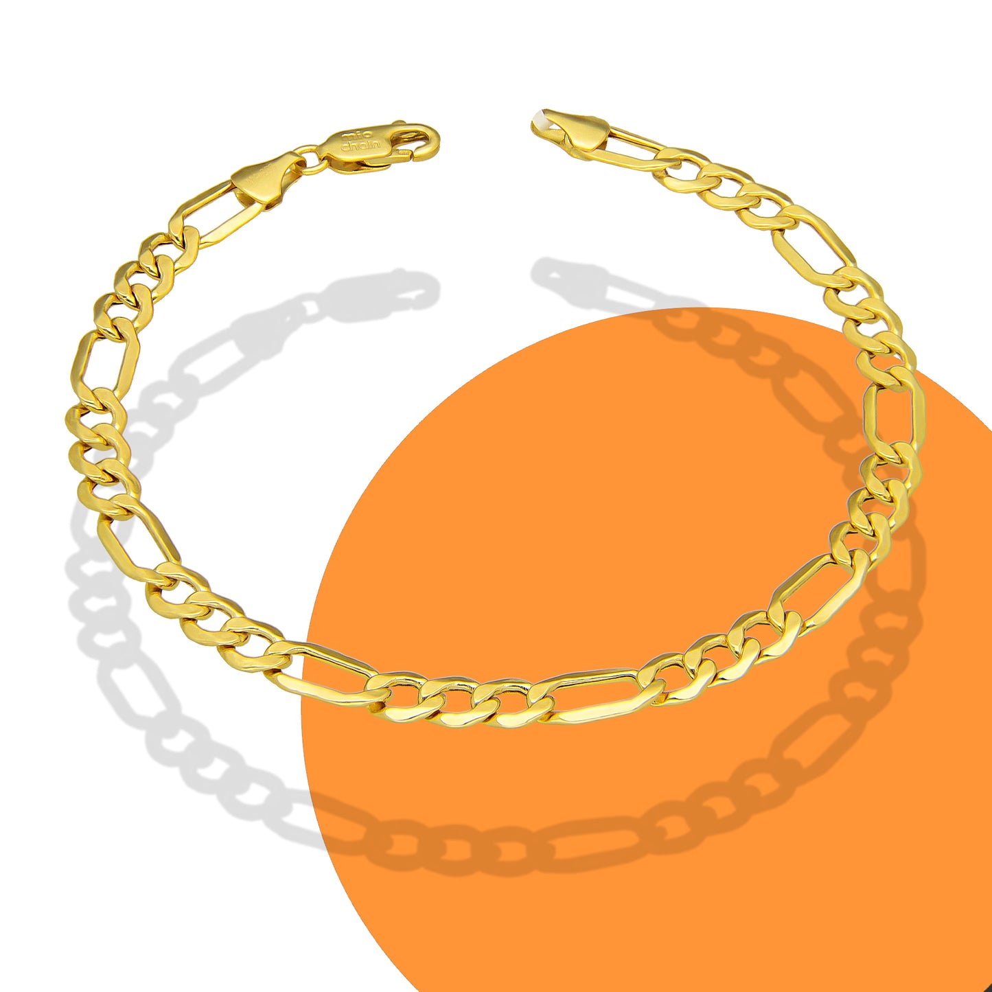 MR14PC059 Pulsera Para Caballero Oro Sólido 14K EMF14 Modelo Fígaro 3*1 Lisa 5 mm x 21 cm