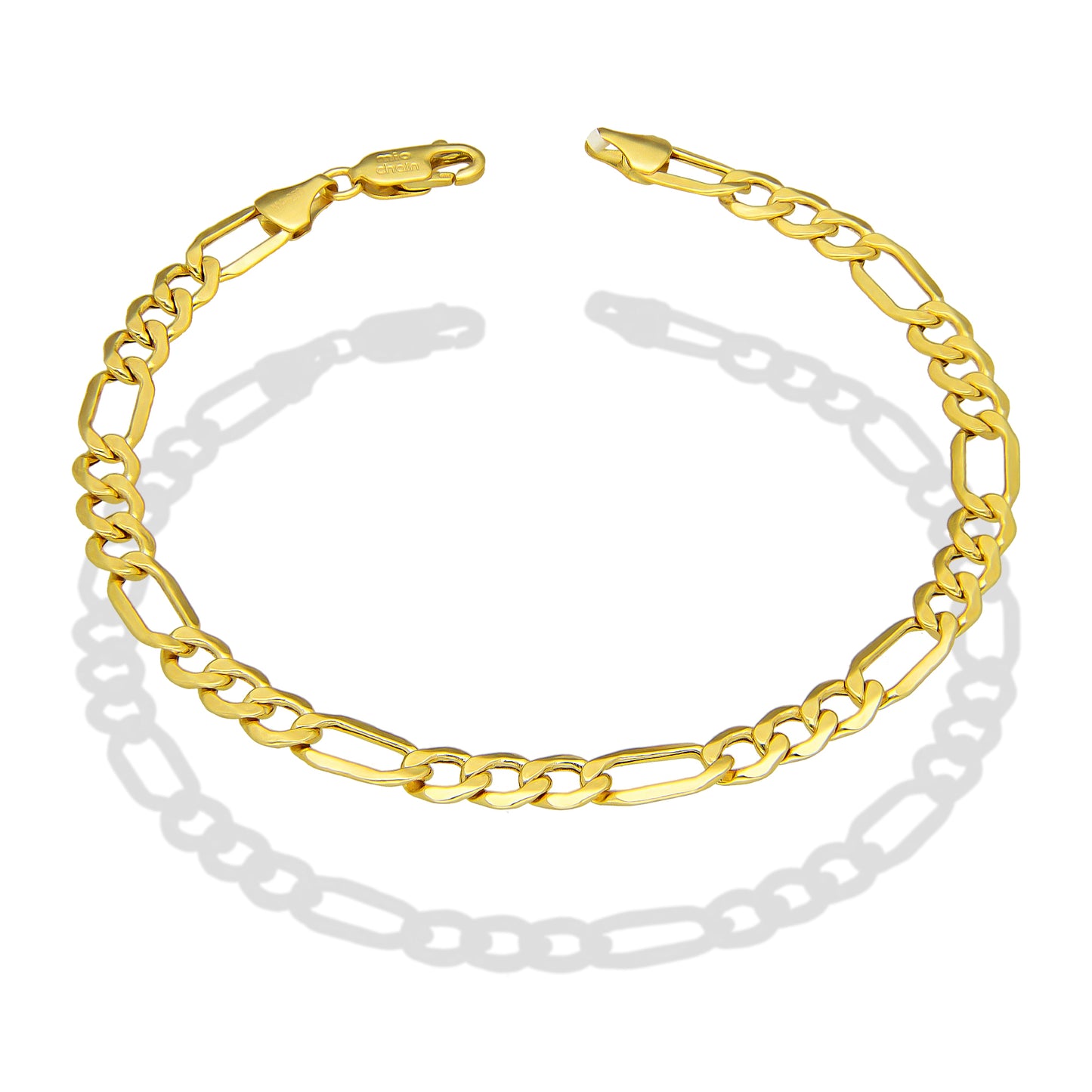 MR14PC059 Pulsera Para Caballero Oro Sólido 14K EMF14 Modelo Fígaro 3*1 Lisa 5 mm x 21 cm