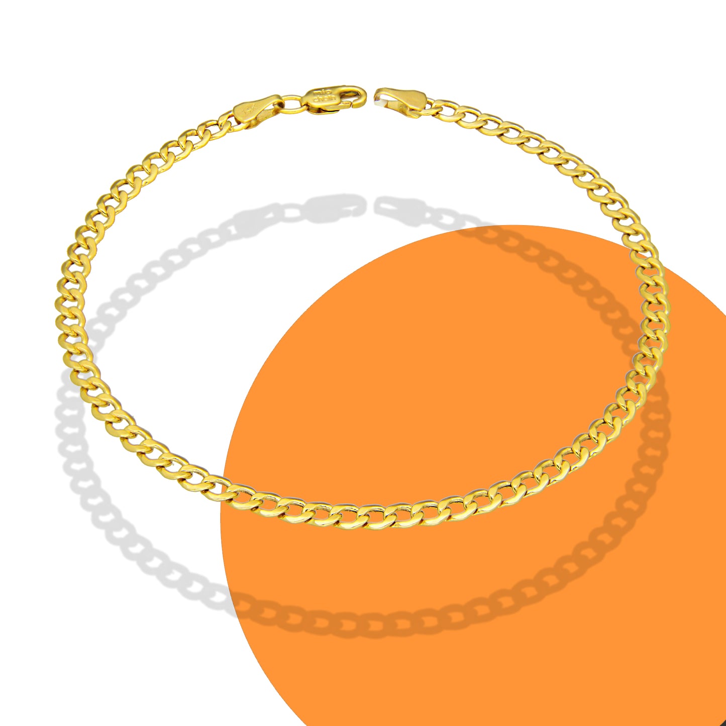 MR14PC061 Pulsera Para Caballero Oro Sólido 14K EMF14 Modelo Fígaro 1x0 Lisa 3 mm x 21 cm