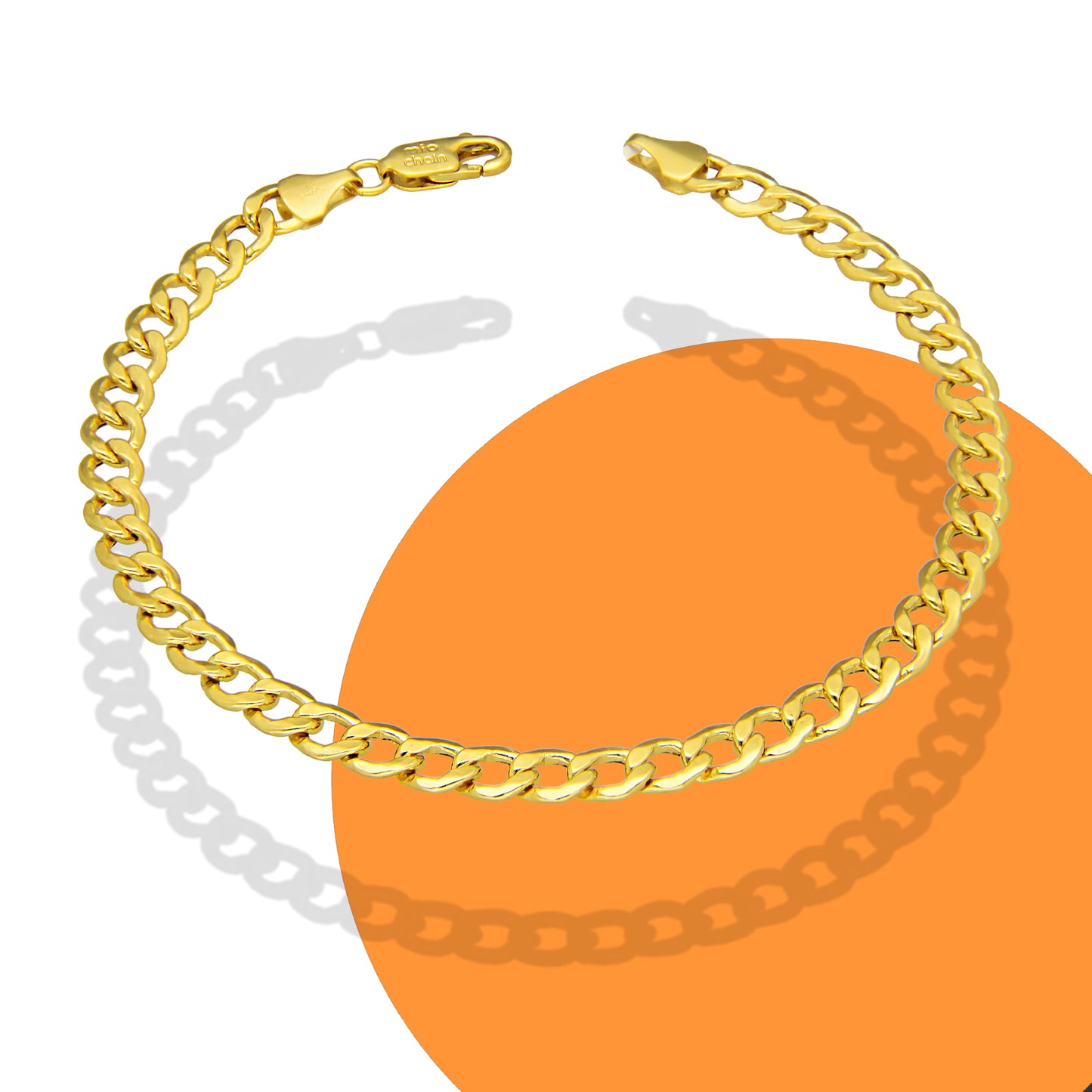 MR14PC062 Pulsera Para Caballero Oro Sólido 14K EMF14 Modelo Fígaro 1x0 Lisa 5 mm x 21 cm