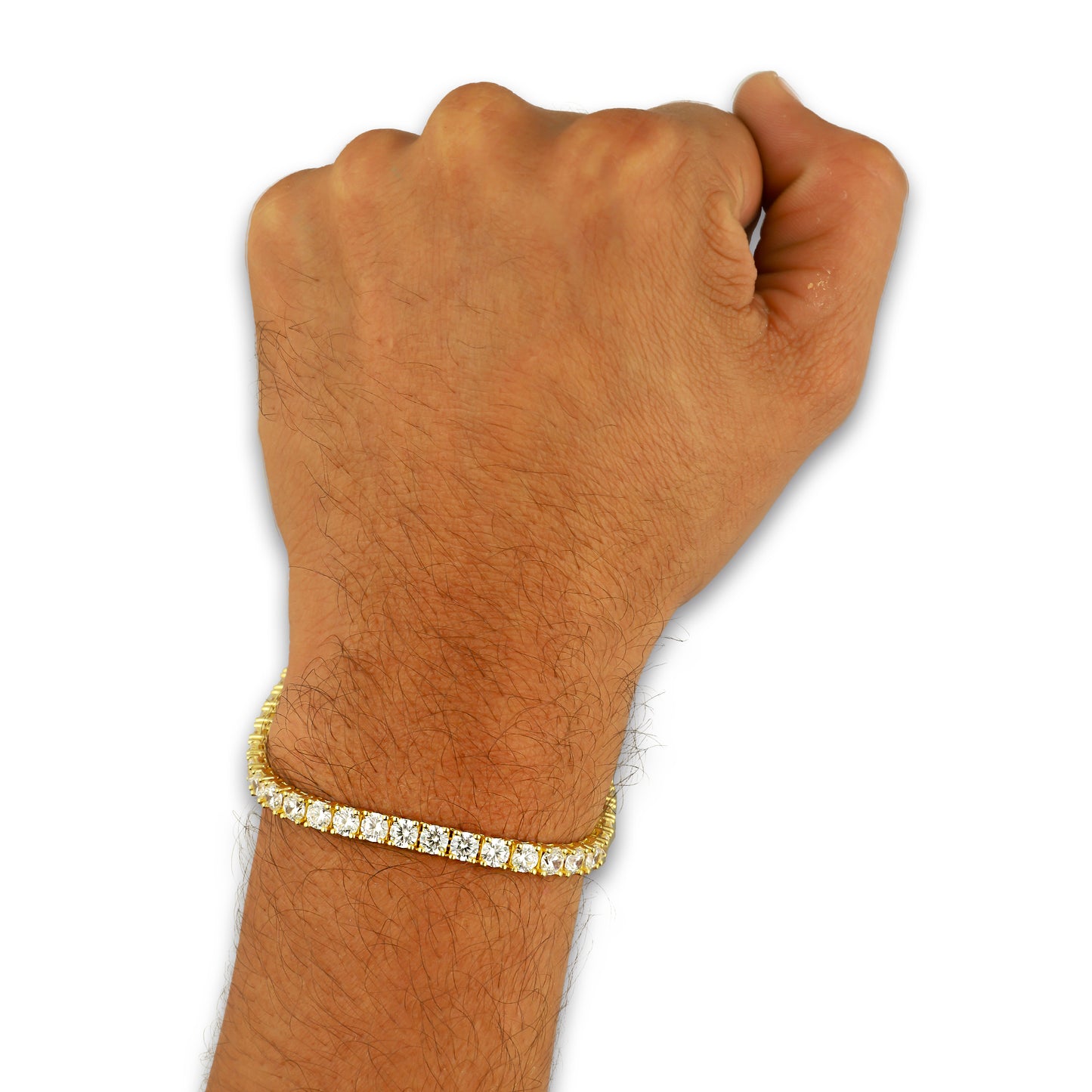 MR14PC065 Pulsera Para Caballero Oro Sólido 14K EMF14 Modelo Monaco Chain Cubierta de Zirconias 4 mm x 21 cm