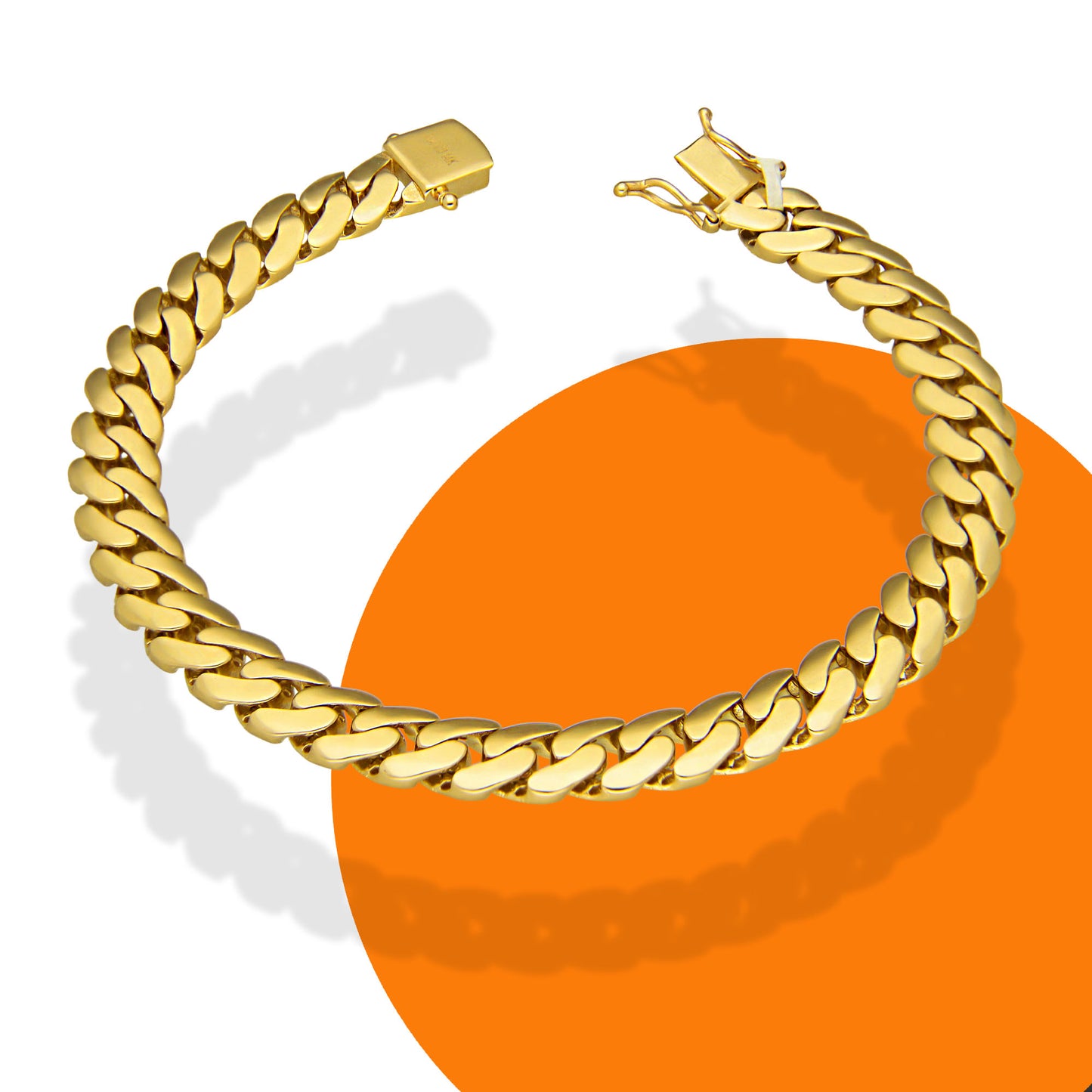 MR14PC069 Pulsera Para Caballero Oro Sólido 14K EMF14 Modelo Cubana 8 mm x 21 cm