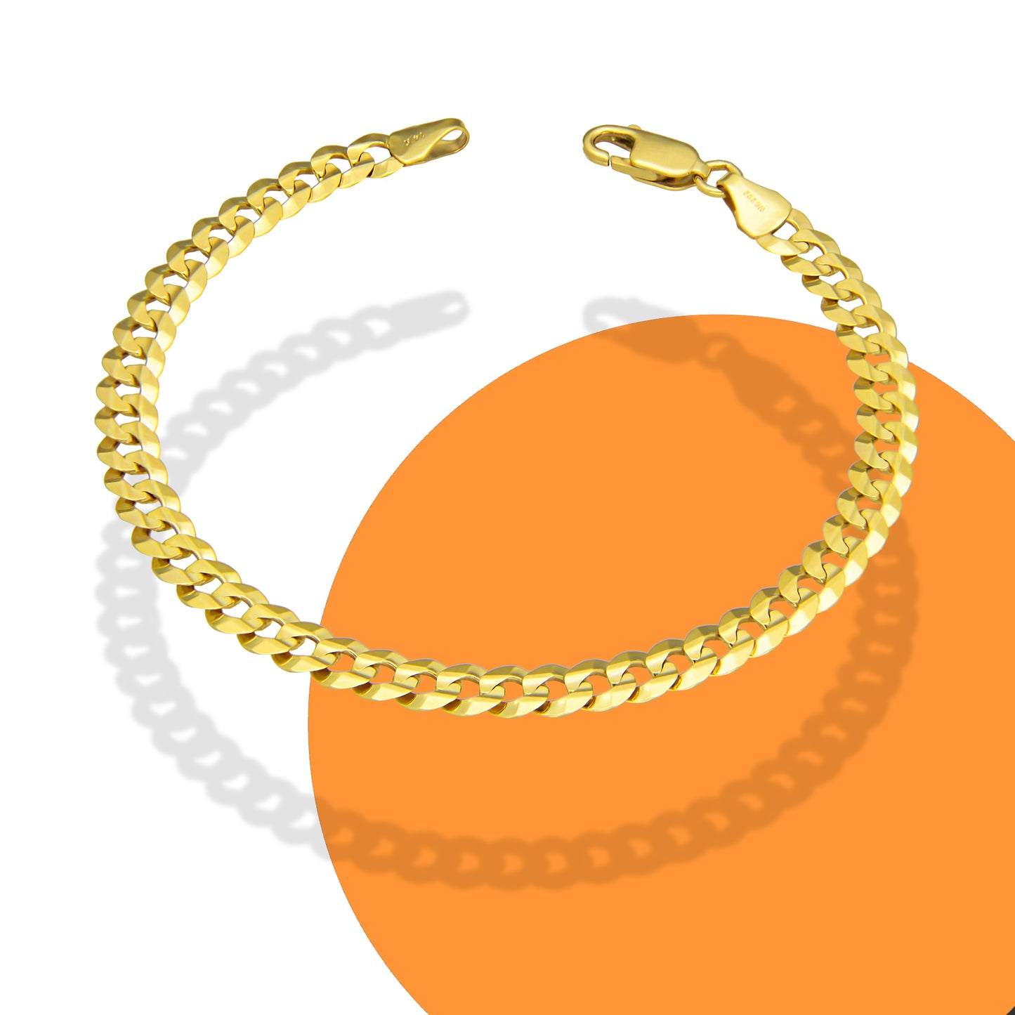 MR14PD103 Pulsera Dama Oro Sólido 14K Mod Cubana Americana 1*0 Lisa 5 mm x 18 cm