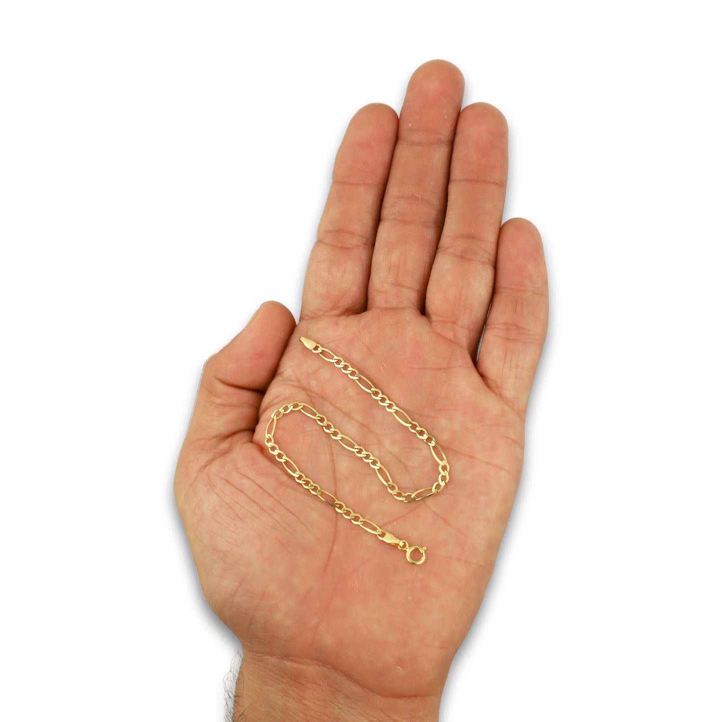 MR14PD110 Pulsera Dama Oro Sólido 14K Mod Fígaro 3*1 Lisa 2.7 mm x 18 cm