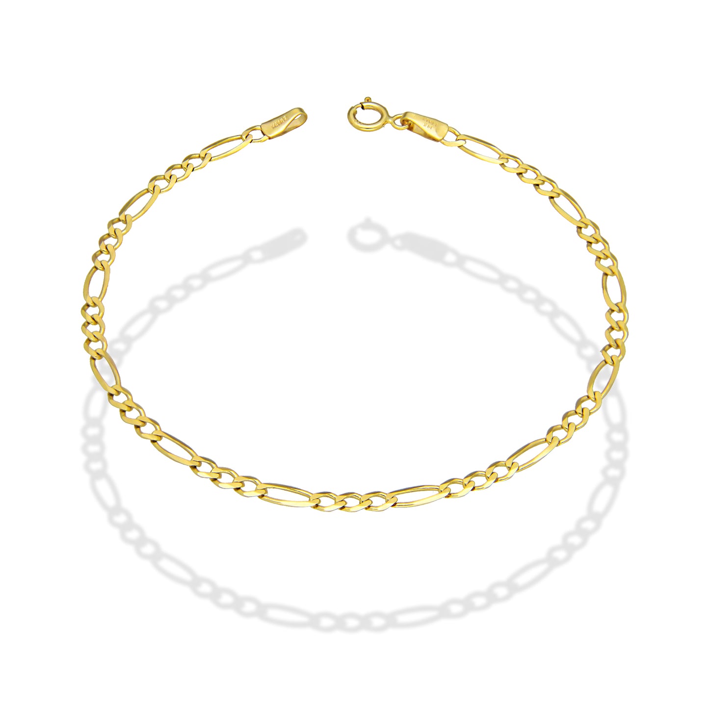 MR14PD110 Pulsera Dama Oro Sólido 14K Mod Fígaro 3*1 Lisa 2.7 mm x 18 cm
