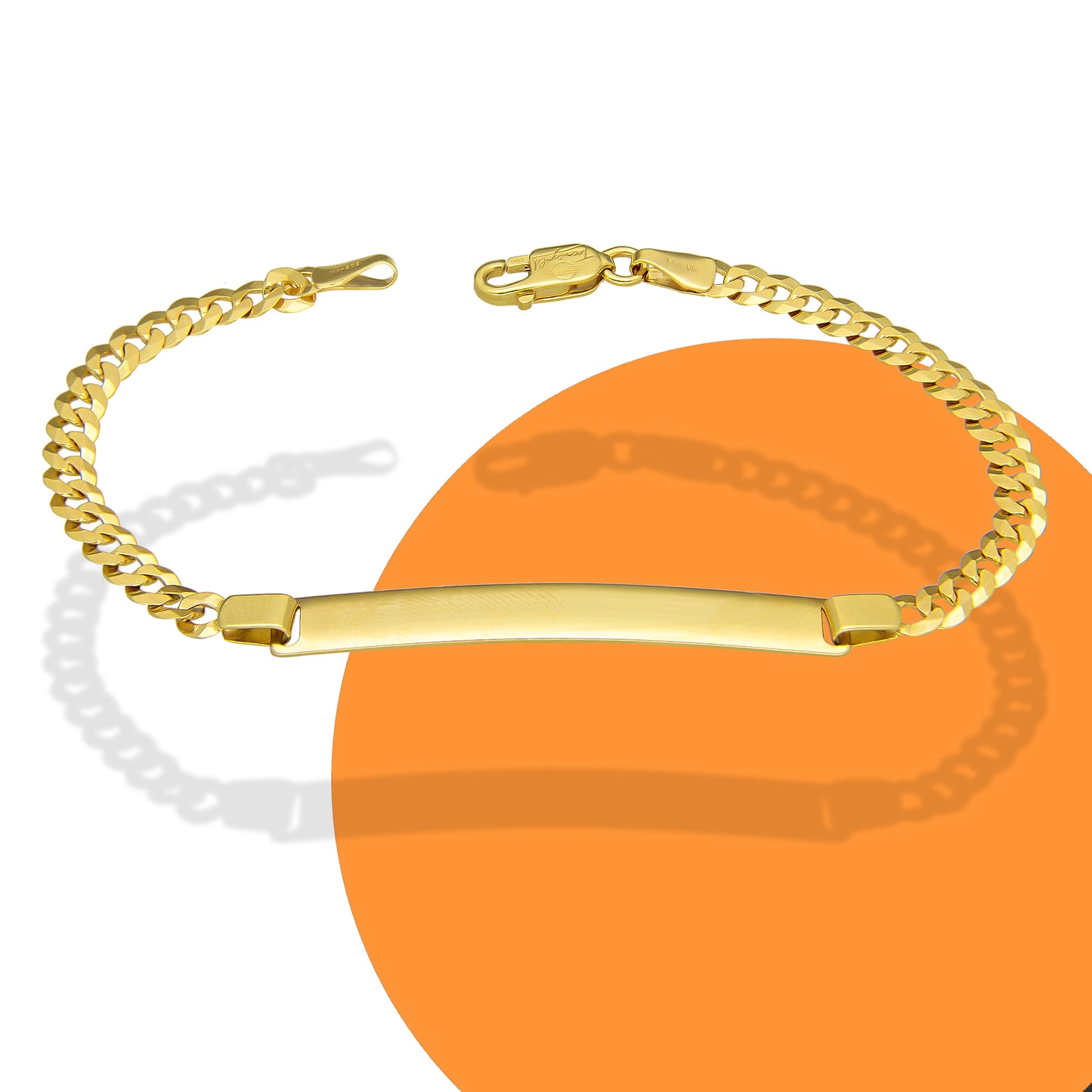 MR14PD116 Pulsera Esclava Dama Oro Sólido 14K Mod Cubana Americana Lisa 4.5 mm x 18 cm