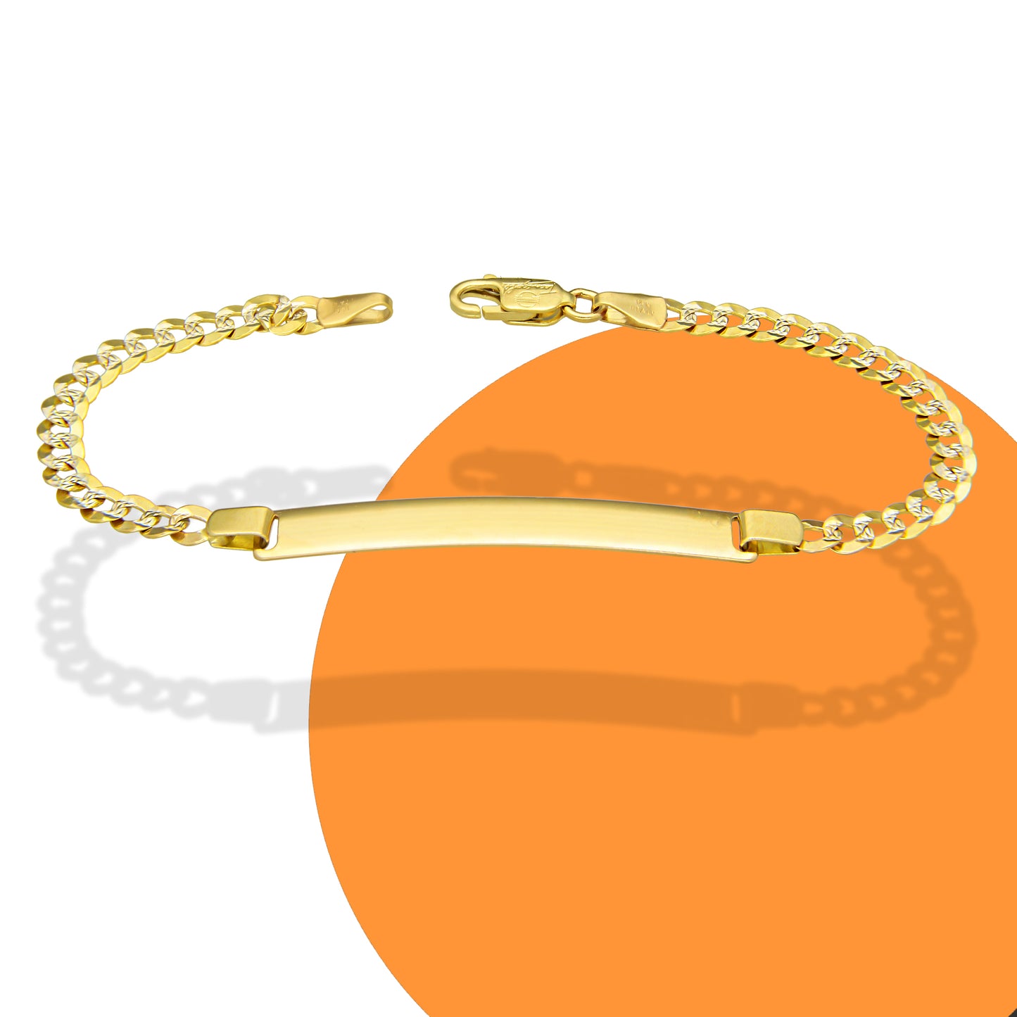 MR14PD117 Pulsera Esclava Dama Oro Sólido 14K Mod Cubana Americana Diamantada 4.5 mm x 18 cm