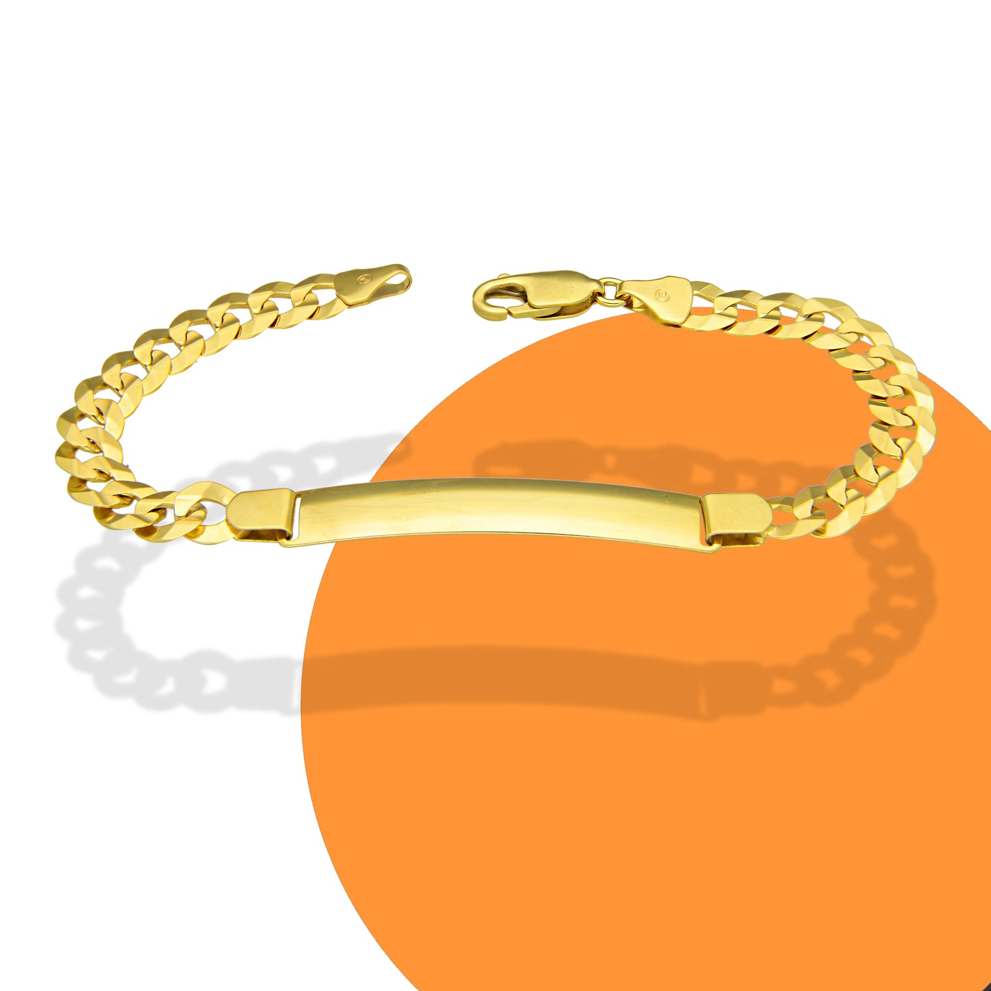 MR14PD118 Pulsera Esclava Dama Oro Sólido 14K Mod Cubana Americana Diamantada 7 mm x 18 cm
