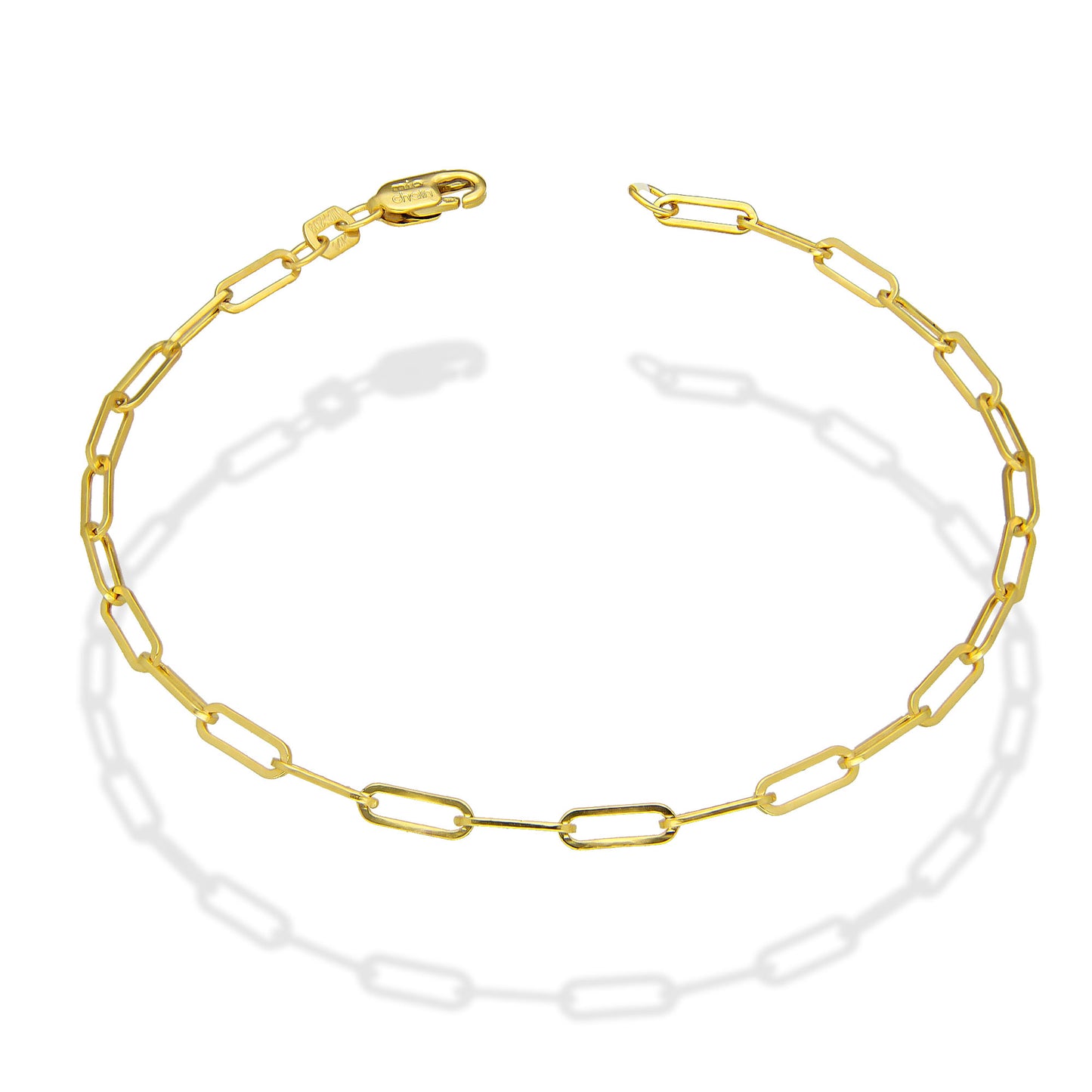 MR14PD129 Pulsera Dama Oro Sólido 14K Modelo Clip 2.5 mm x 18 cm