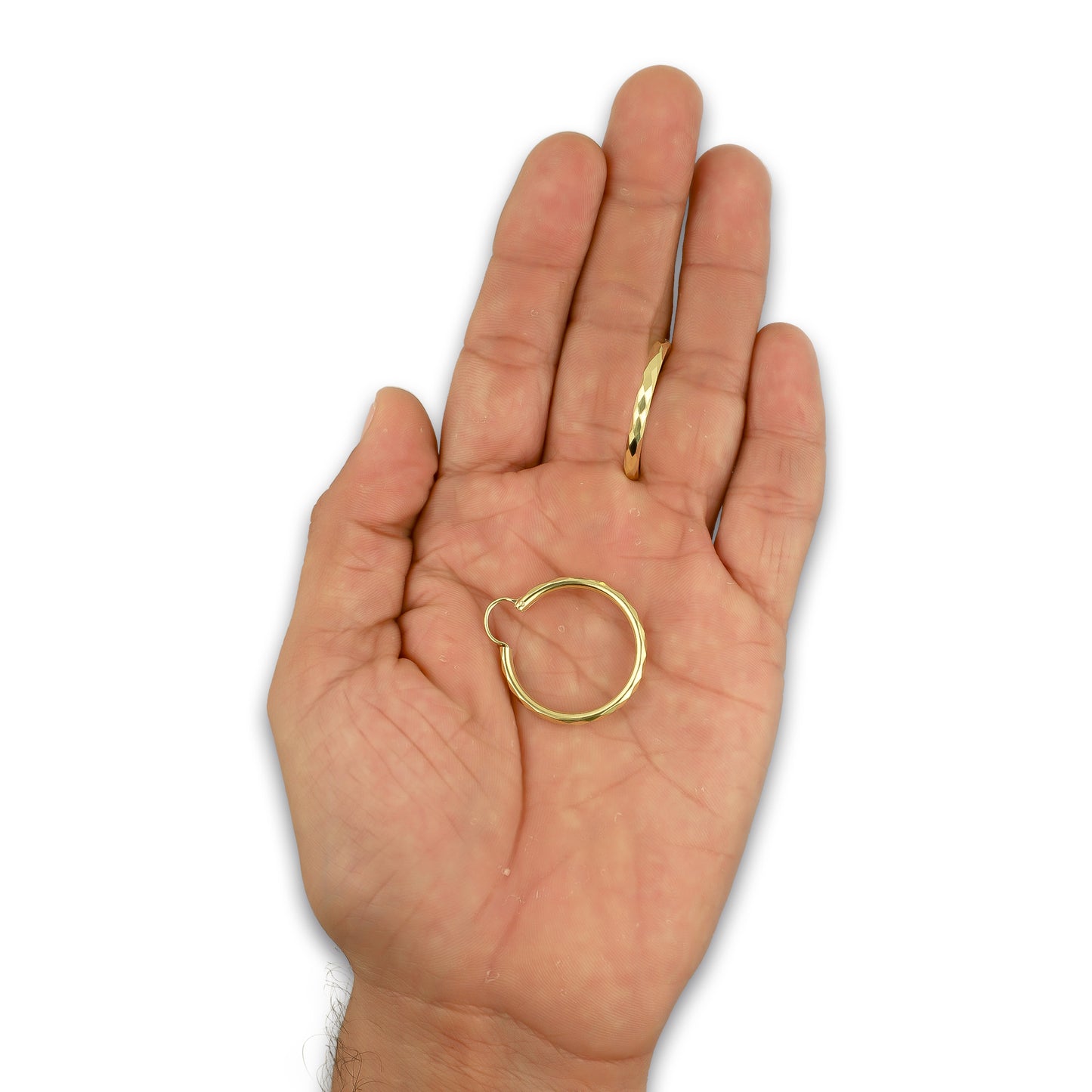 NR14AR032 Arete Arracada Oro Sólido 14K Facetada Tubo 2.5 mm Diámetro 2.5 cm