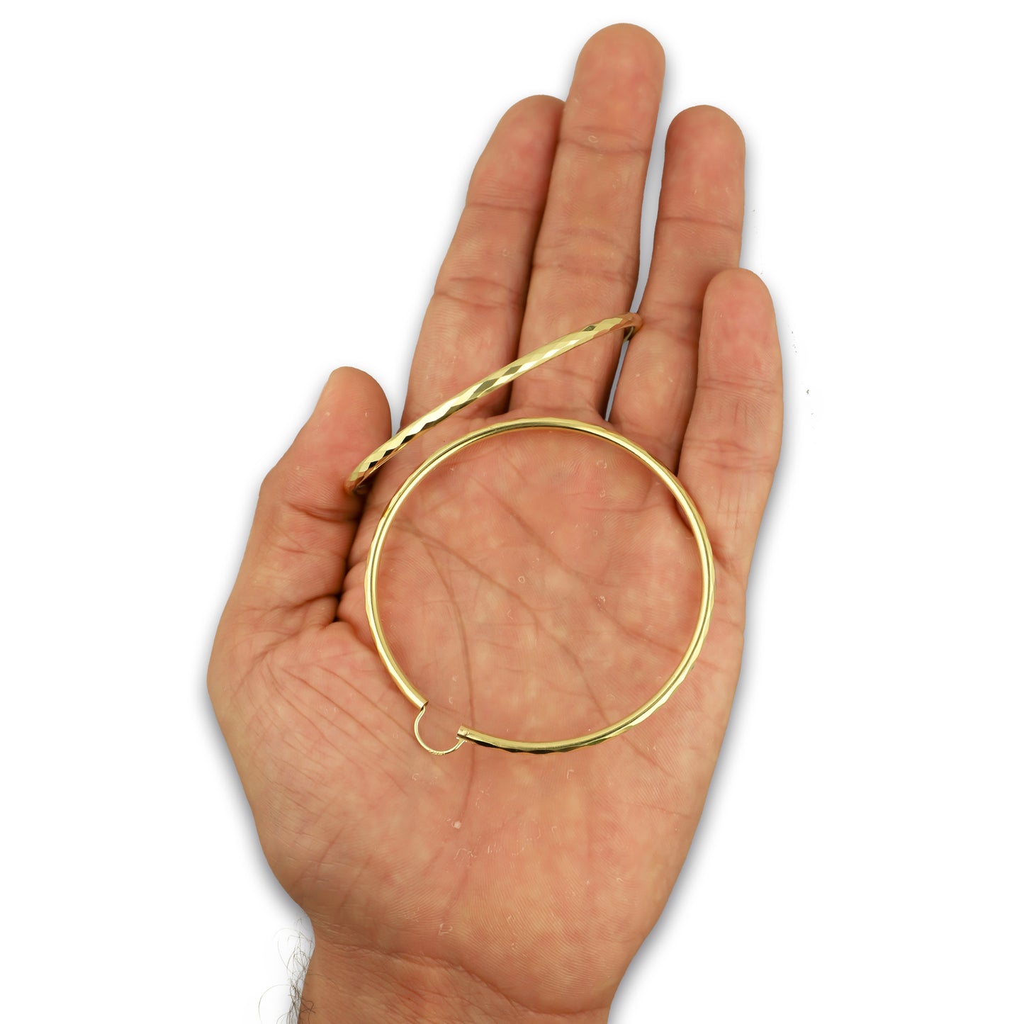 NR14AR037 Arete Arracada Oro Sólido 14K Facetada Tubo 2.5 mm Diámetro 5.8 cm