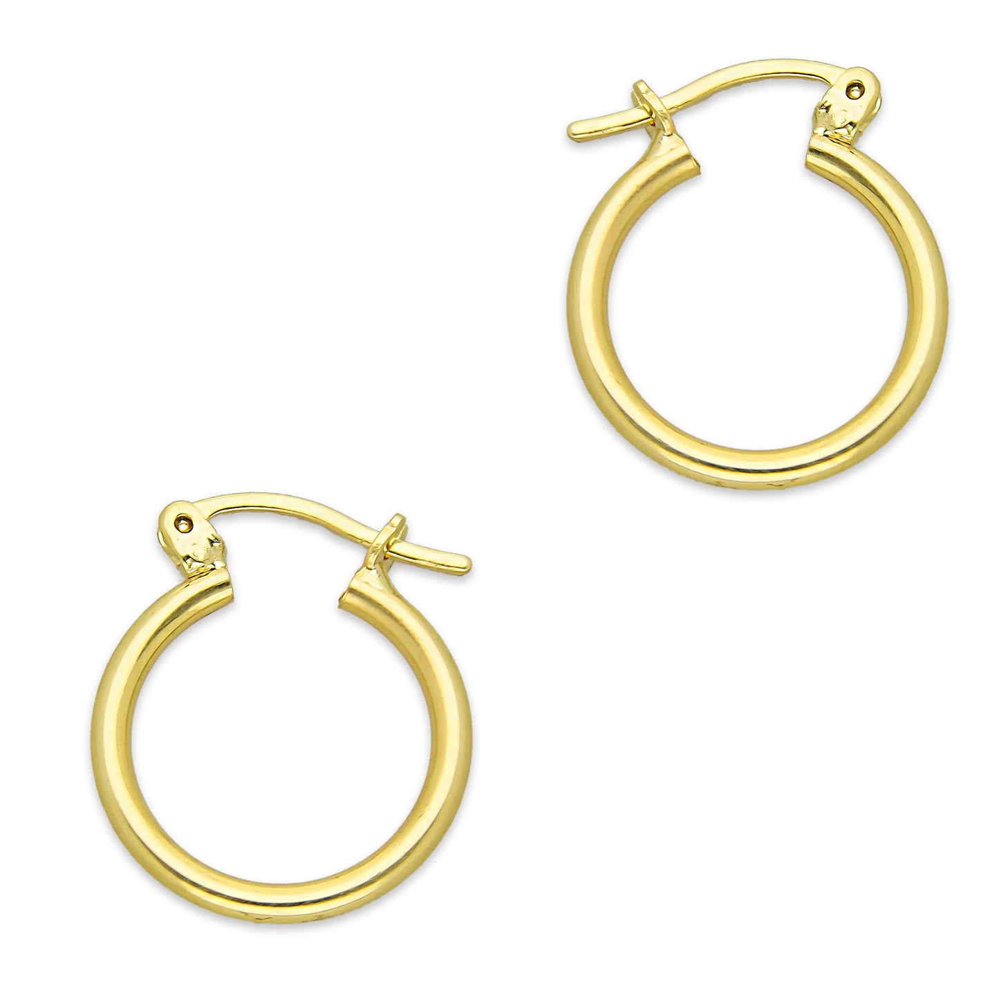 NR14AR040 Arete Arracada Oro Sólido 14K Tubo Liso 2 mm Diámetro 1.6 cm