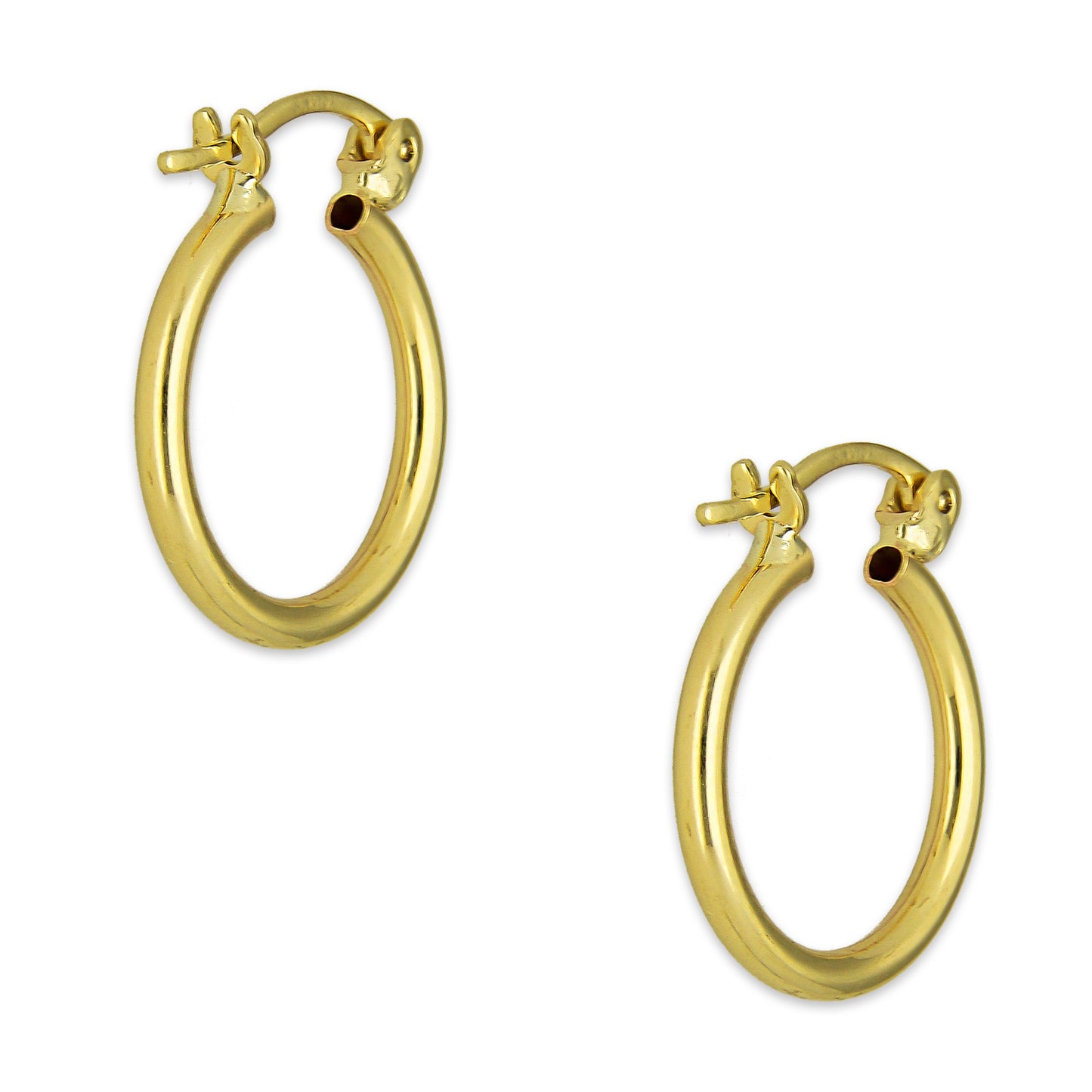 NR14AR040 Arete Arracada Oro Sólido 14K Tubo Liso 2 mm Diámetro 1.6 cm