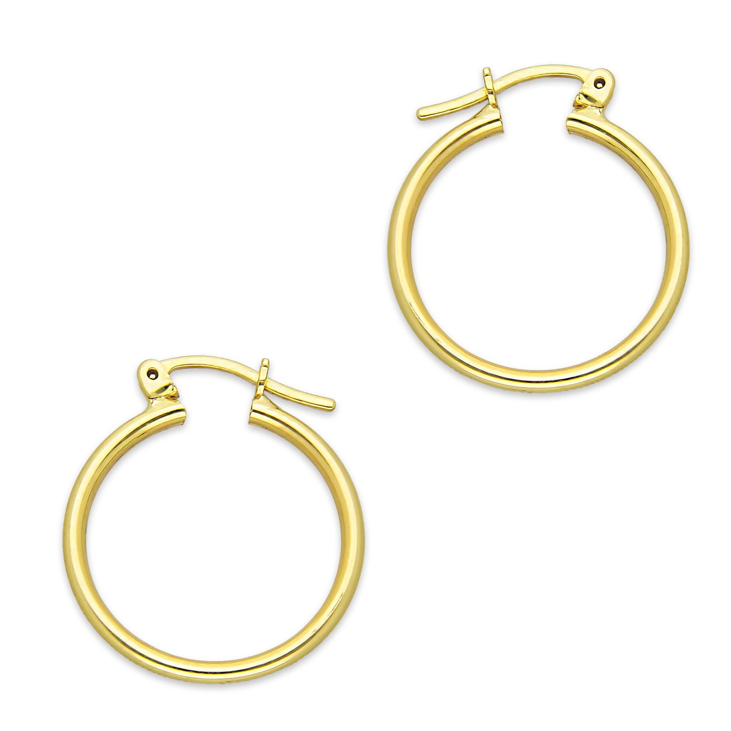 NR14AR041 Arete Arracada Oro Sólido 14K Tubo Liso 2 mm Diámetro 2 cm