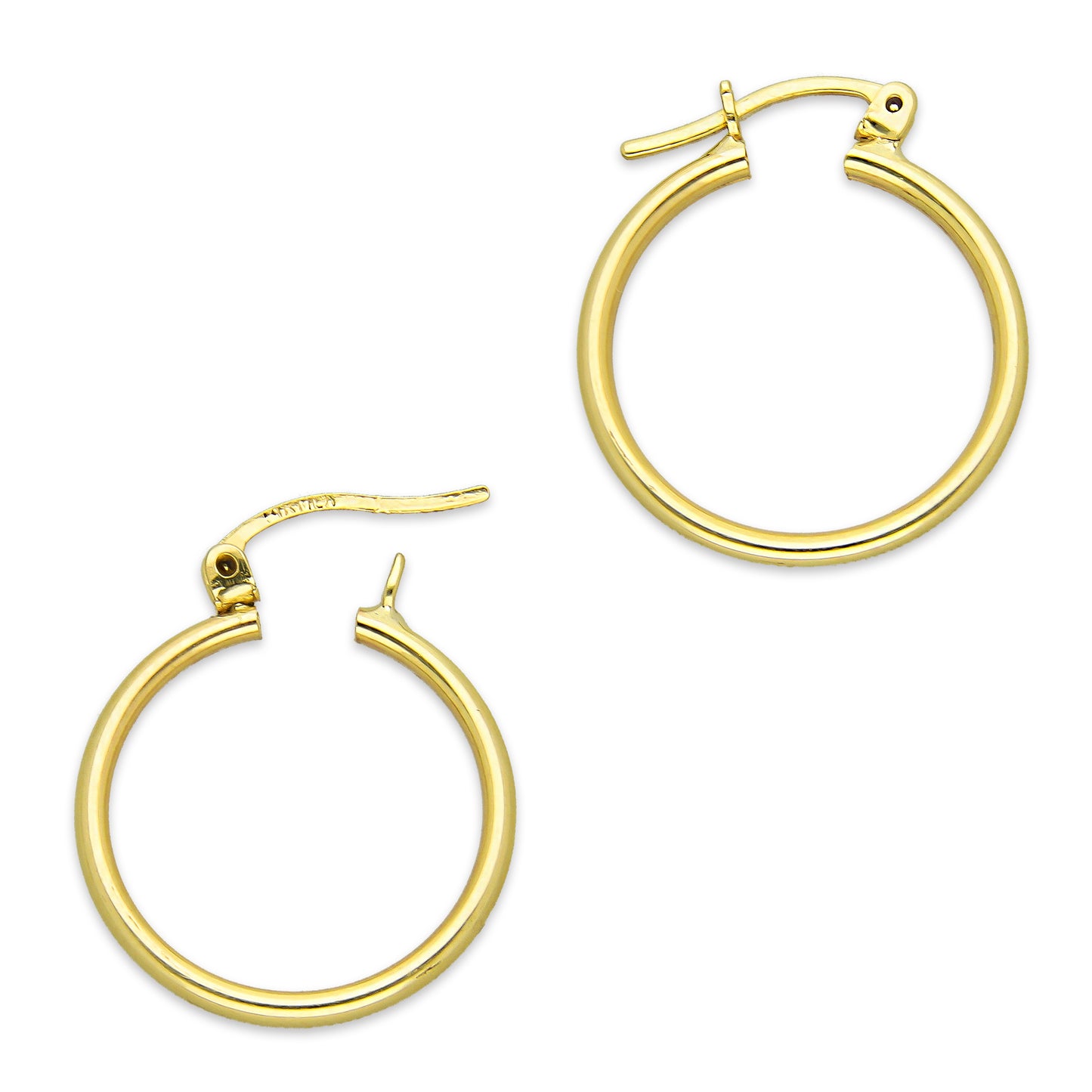 NR14AR041 Arete Arracada Oro Sólido 14K Tubo Liso 2 mm Diámetro 2 cm