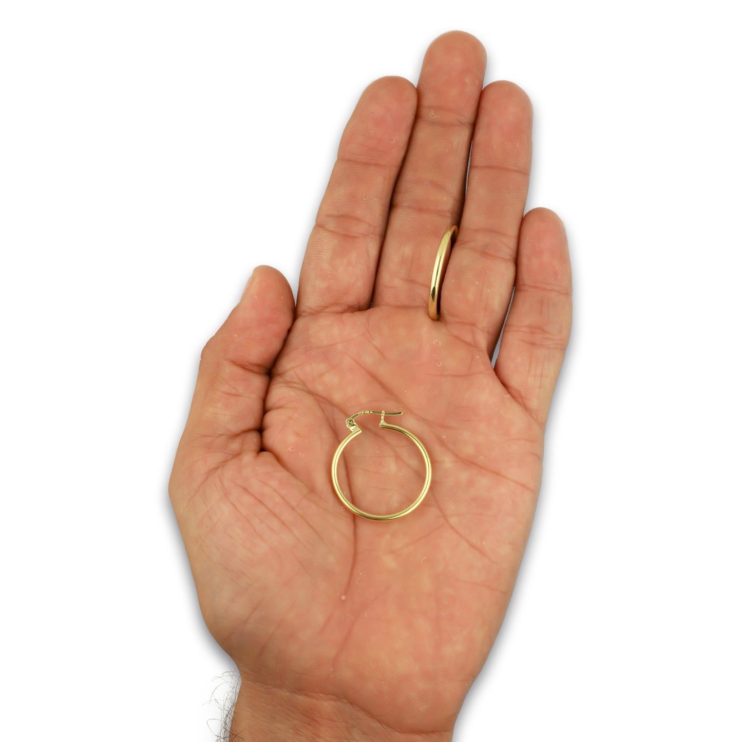 NR14AR042 Arete Arracada Oro Sólido 14K Tubo Liso 2 mm Diámetro 2.3 cm