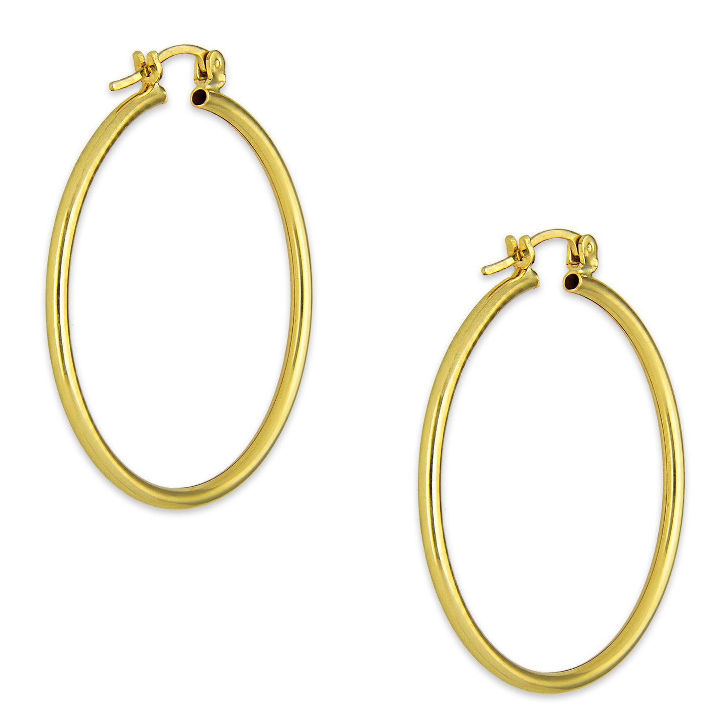 NR14AR043 Arete Arracada Oro Sólido 14K Tubo Liso 2 mm Diámetro 3 cm