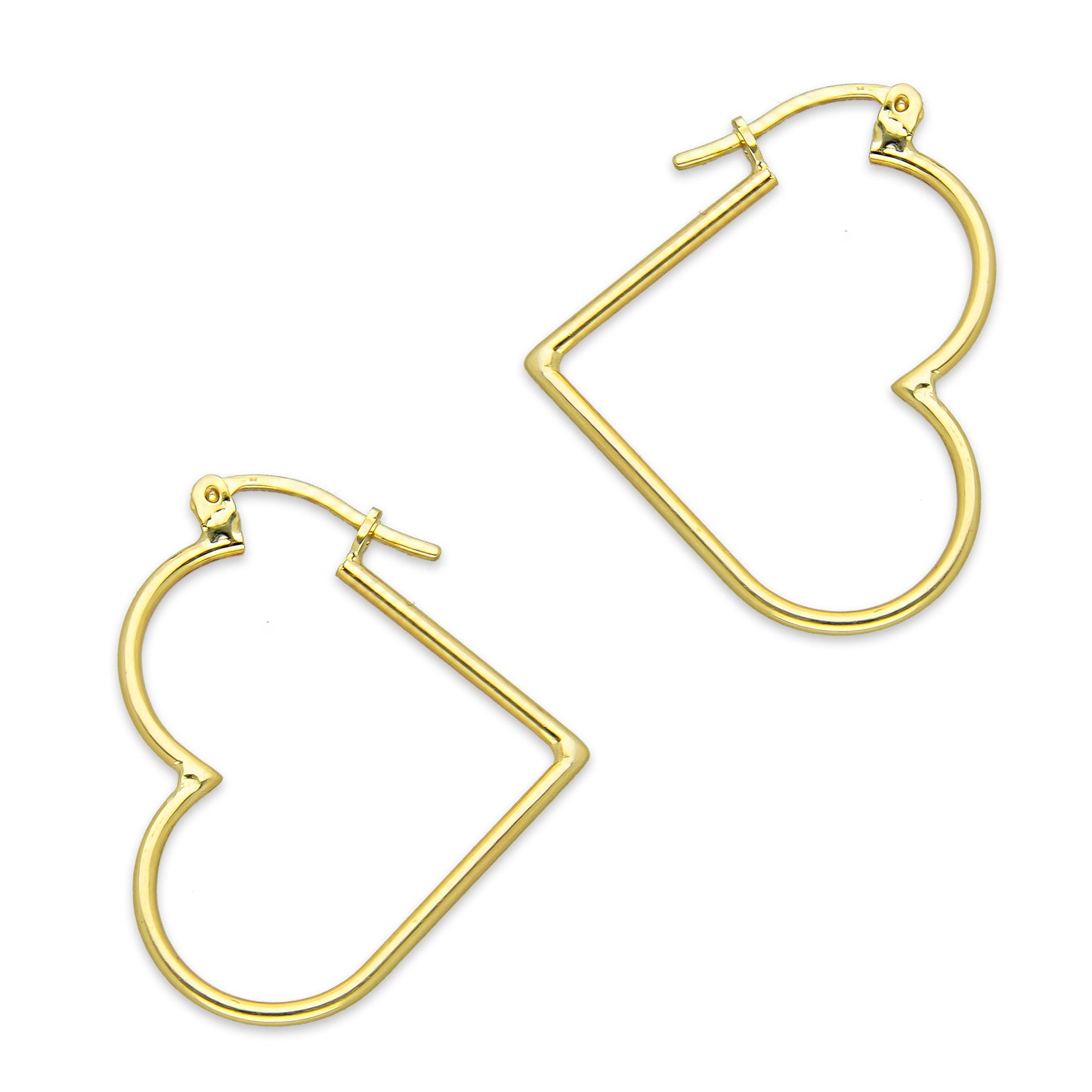 NR14AR046 Arete Arracada Oro Sólido 14K Corazón Liso Diámetro 3 cm