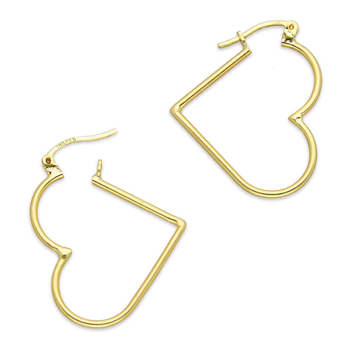 NR14AR046 Arete Arracada Oro Sólido 14K Corazón Liso Diámetro 3 cm