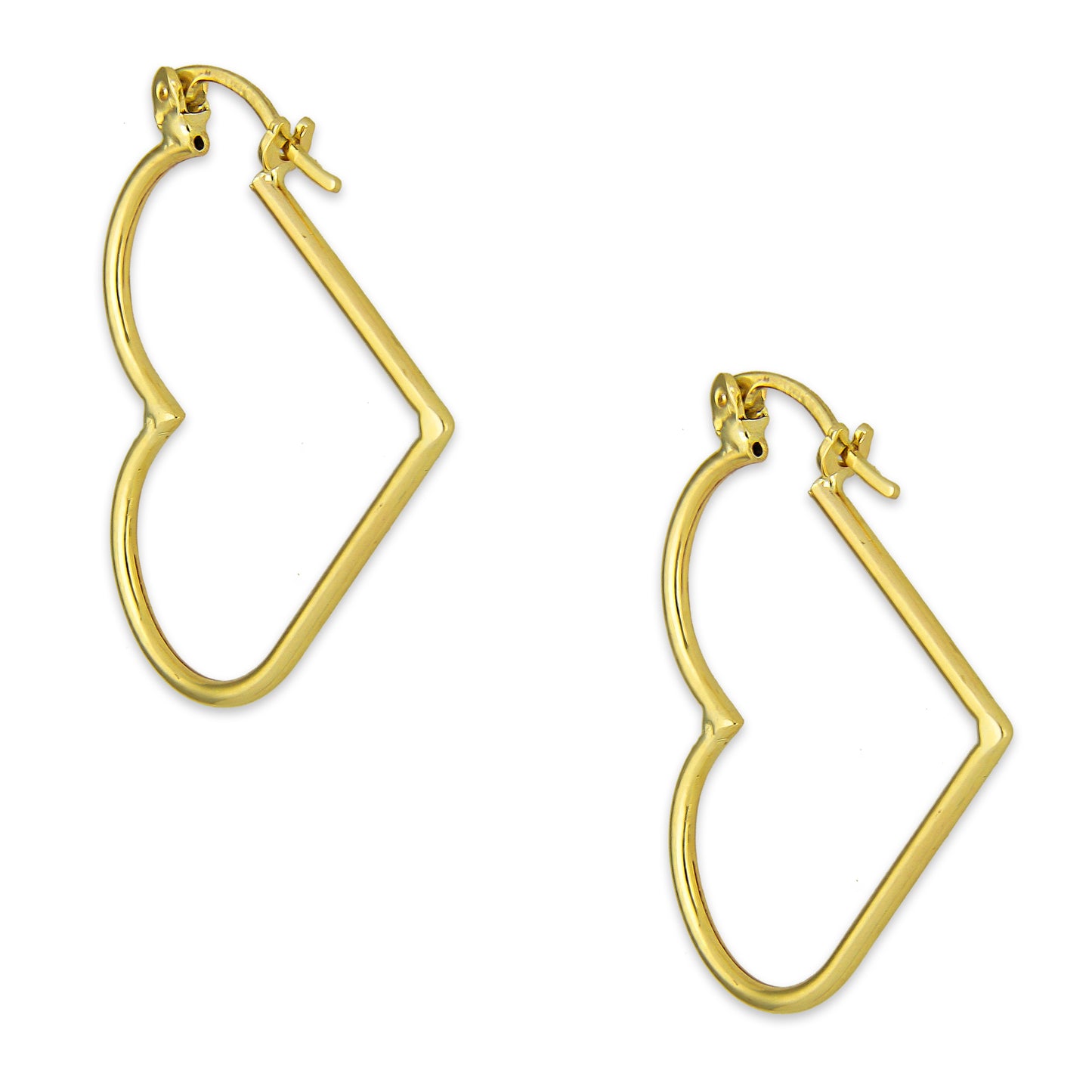 NR14AR046 Arete Arracada Oro Sólido 14K Corazón Liso Diámetro 3 cm