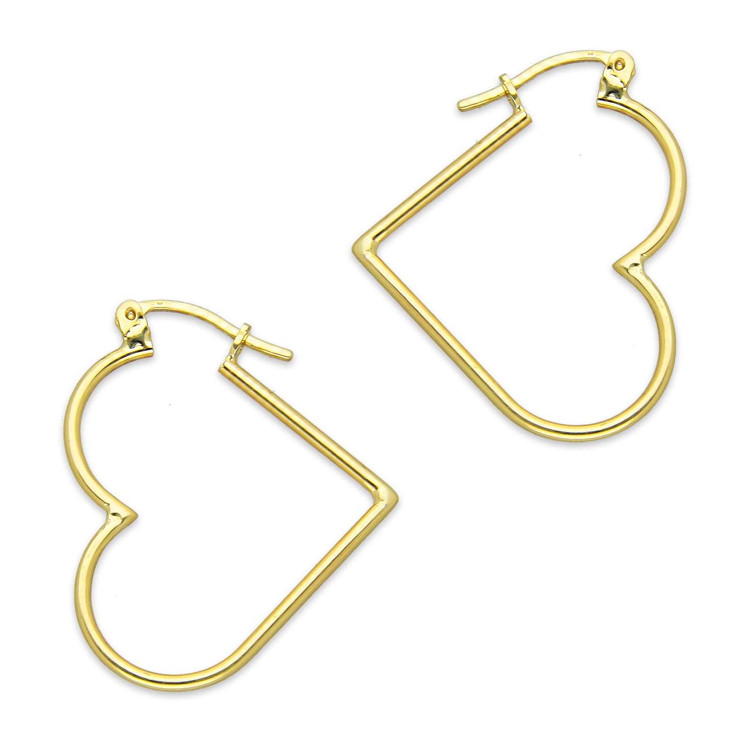 NR14AR047 Arete Arracada Oro Sólido 14K Corazón Liso Diámetro 3.4 cm