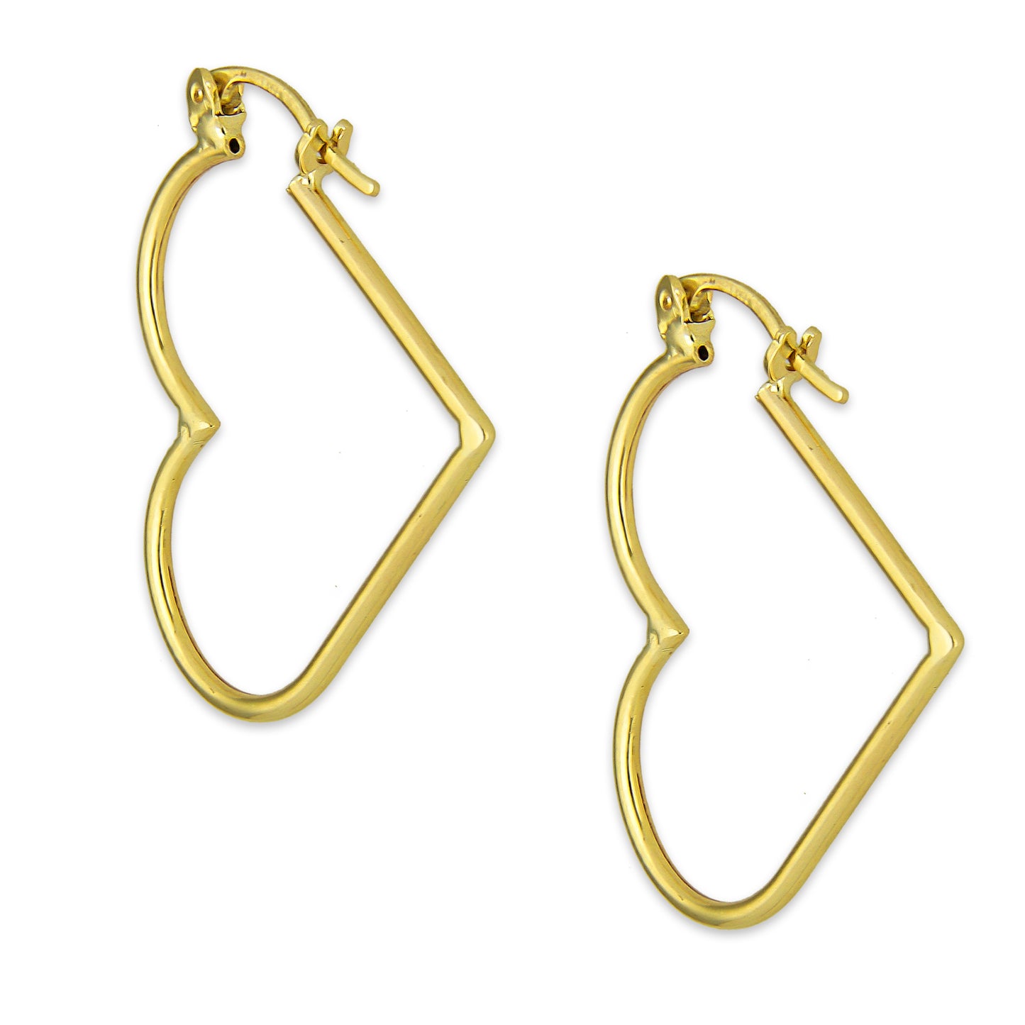 NR14AR047 Arete Arracada Oro Sólido 14K Corazón Liso Diámetro 3.4 cm