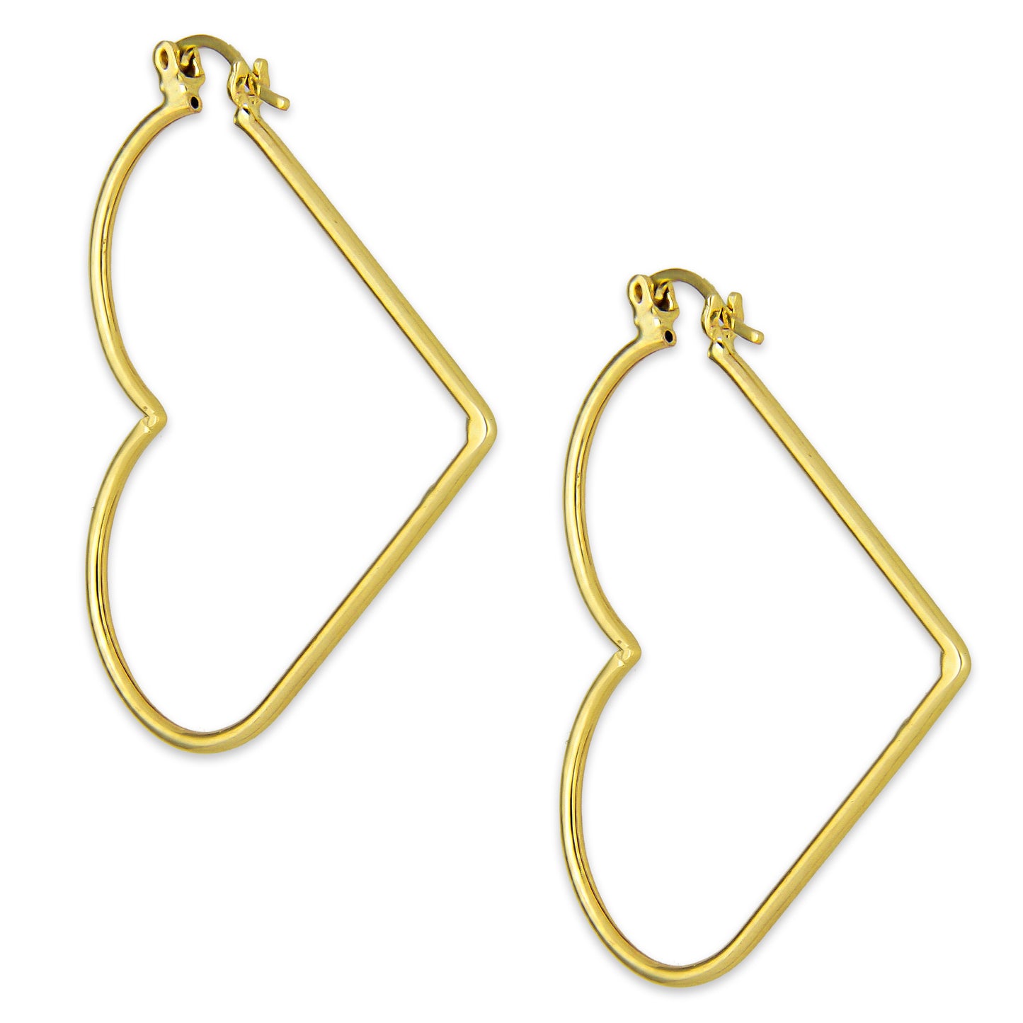 NR14AR048 Arete Arracada Oro Sólido 14K Corazón Liso Diámetro 4 cm