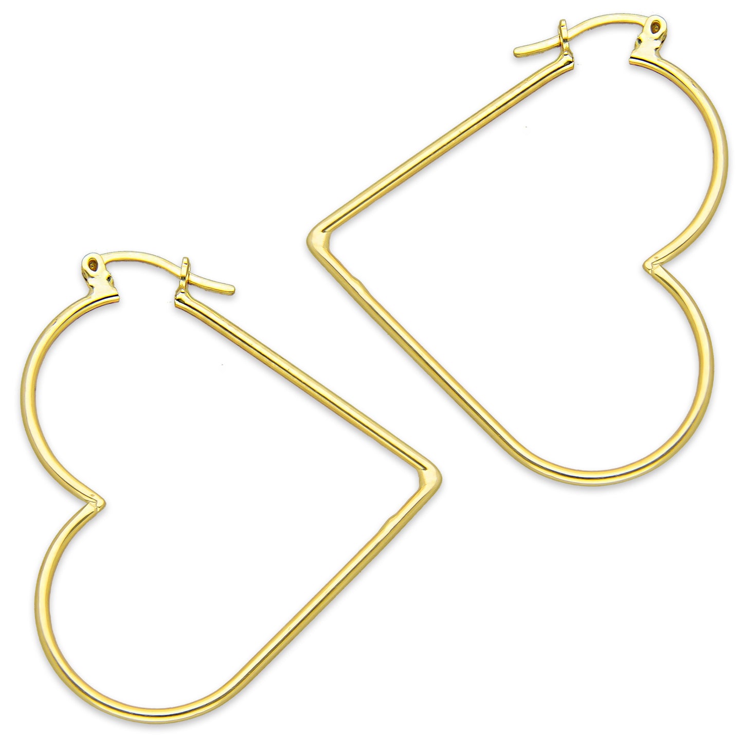 NR14AR049 Arete Arracada Oro Sólido 14K Corazón Liso Diámetro 4.6 cm