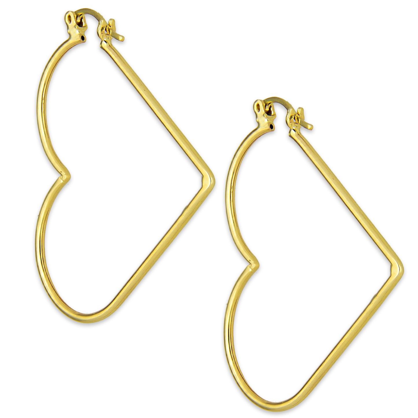 NR14AR049 Arete Arracada Oro Sólido 14K Corazón Liso Diámetro 4.6 cm