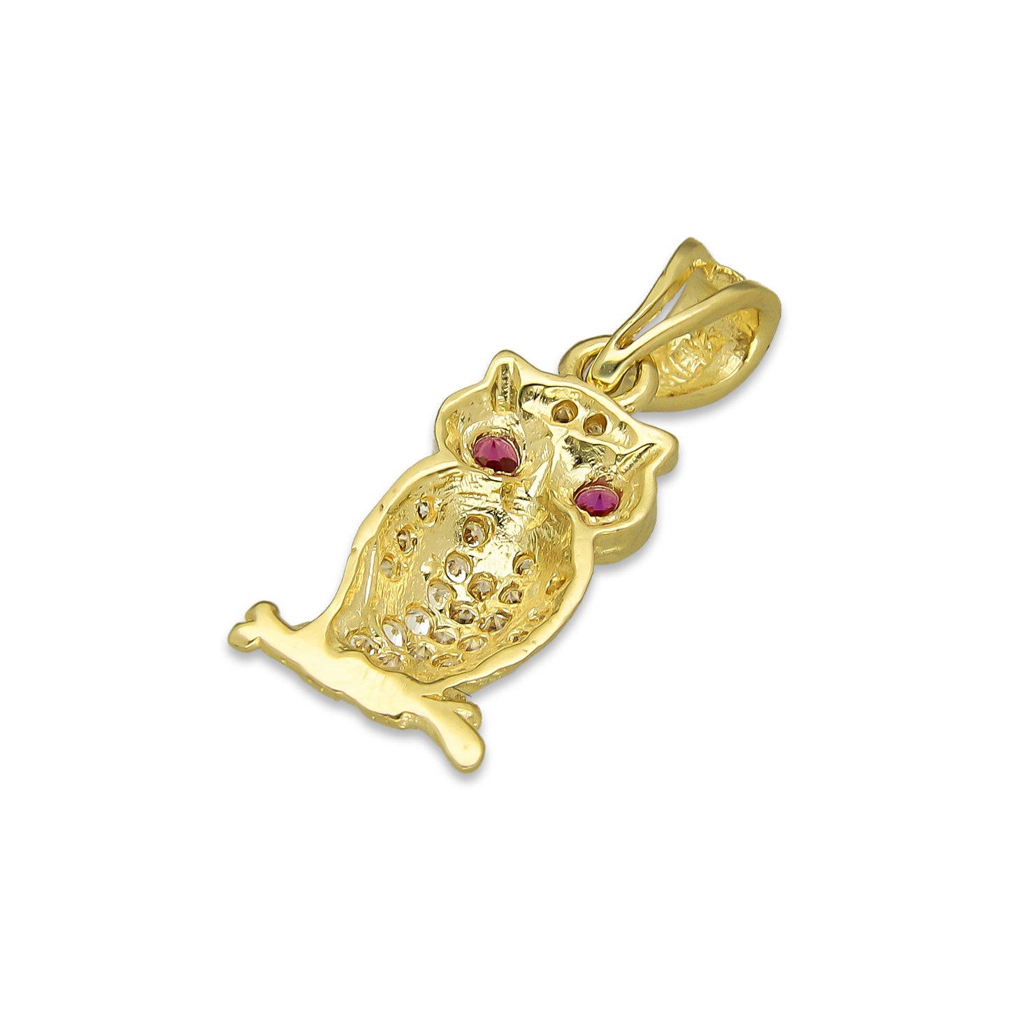 NR14DJ133 Dije Oro Sólido 14K Búho Mini Ojos Bisel .9 cm x 2 cm