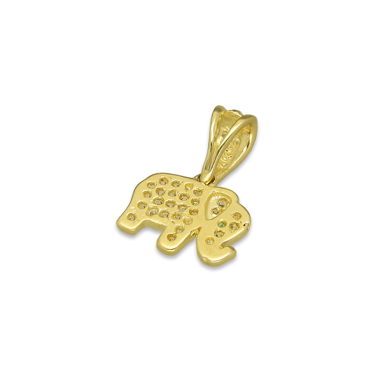 NR14DJ136 Dije Oro Sólido 14K Elefante Mini Bisel 1.1 cm x 1.5 cm