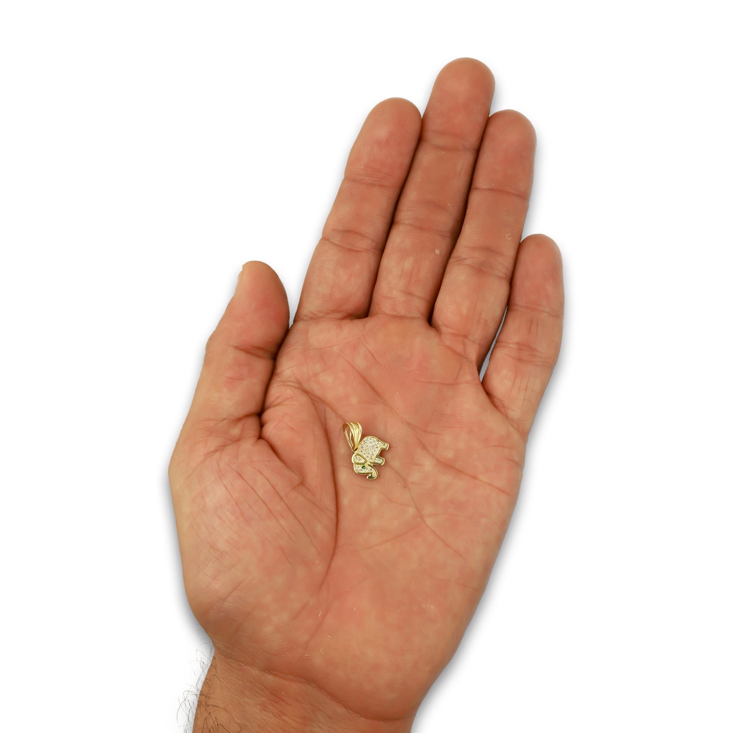 NR14DJ136 Dije Oro Sólido 14K Elefante Mini Bisel 1.1 cm x 1.5 cm