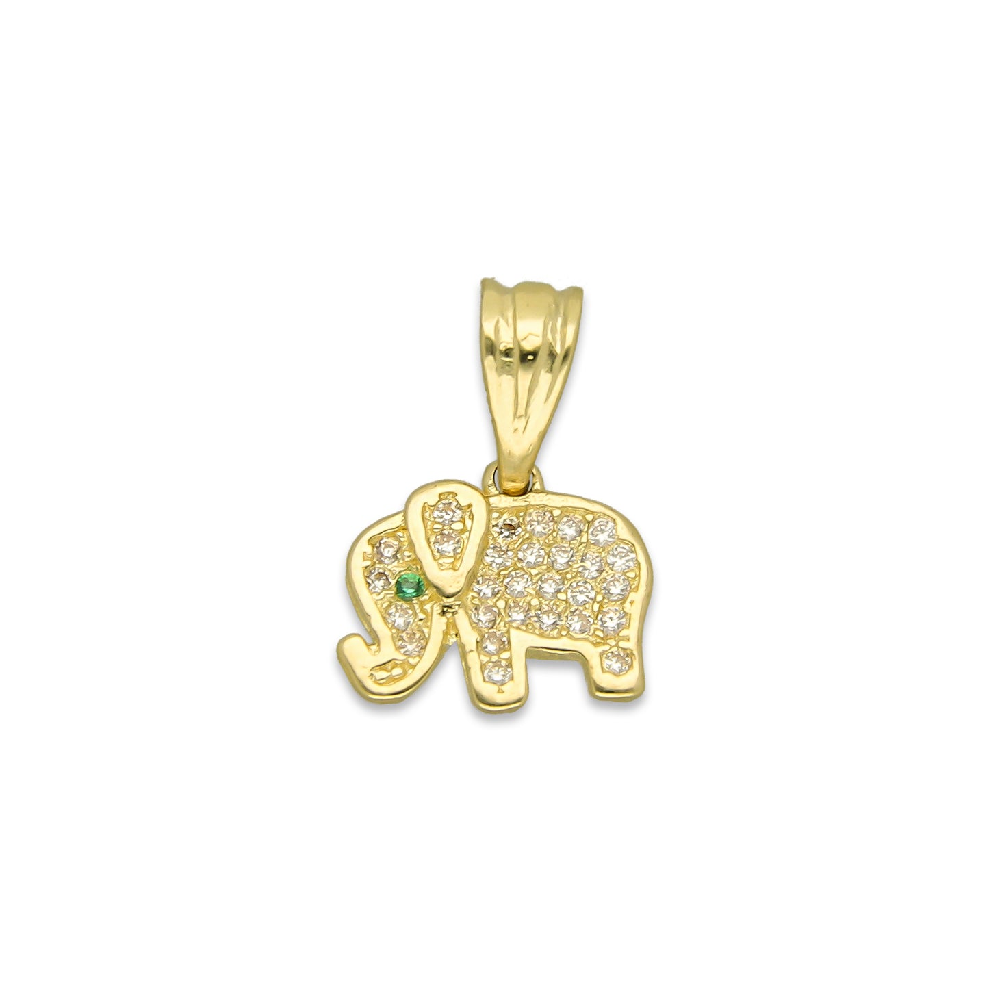 NR14DJ136 Dije Oro Sólido 14K Elefante Mini Bisel 1.1 cm x 1.5 cm