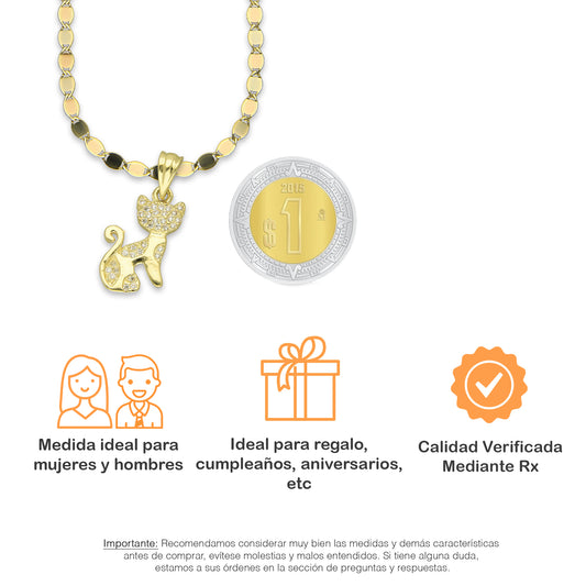 NR14DP063 Cadena Oro Sólido 10K + Dije Oro Sólido 14K Dije Yin Yang con Zirconias 1.5 cm x 2.2 cm