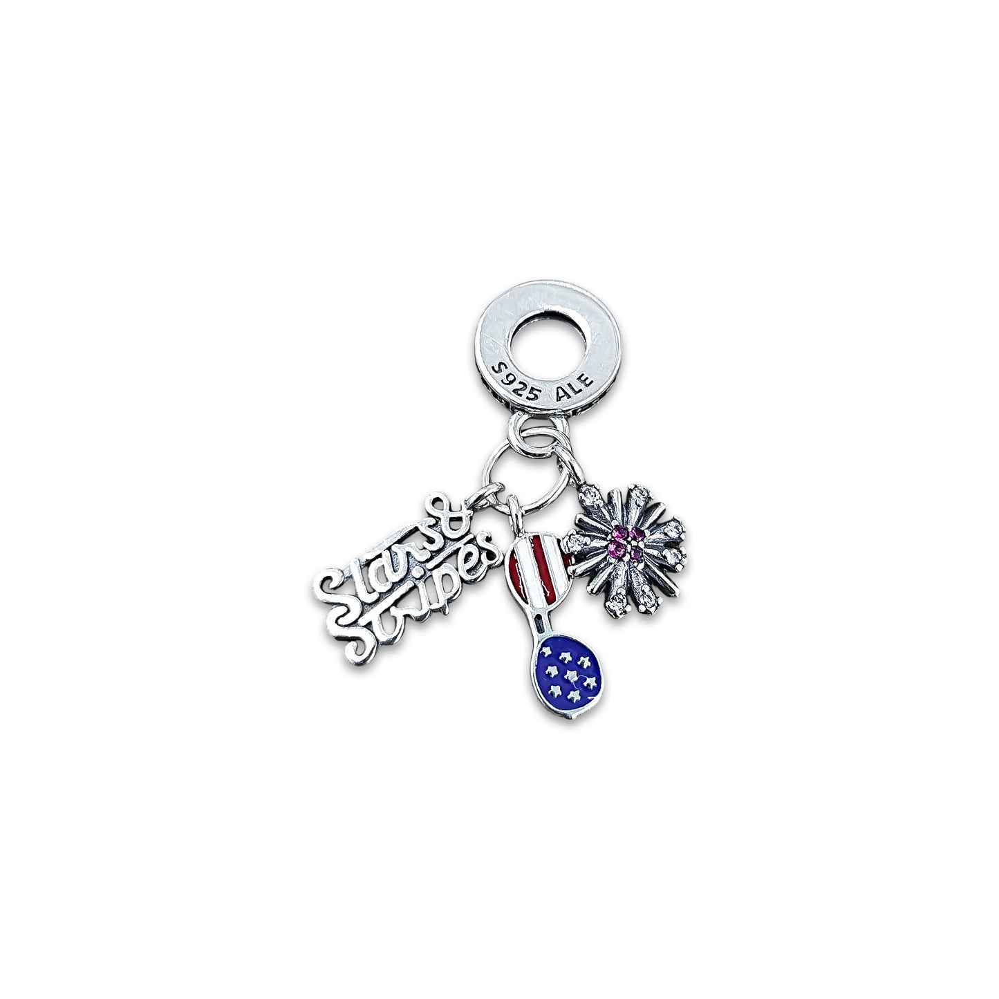 TMPCH004 Dije Charm Pand Stars & Stripers Lentes en Plata Fina .925
