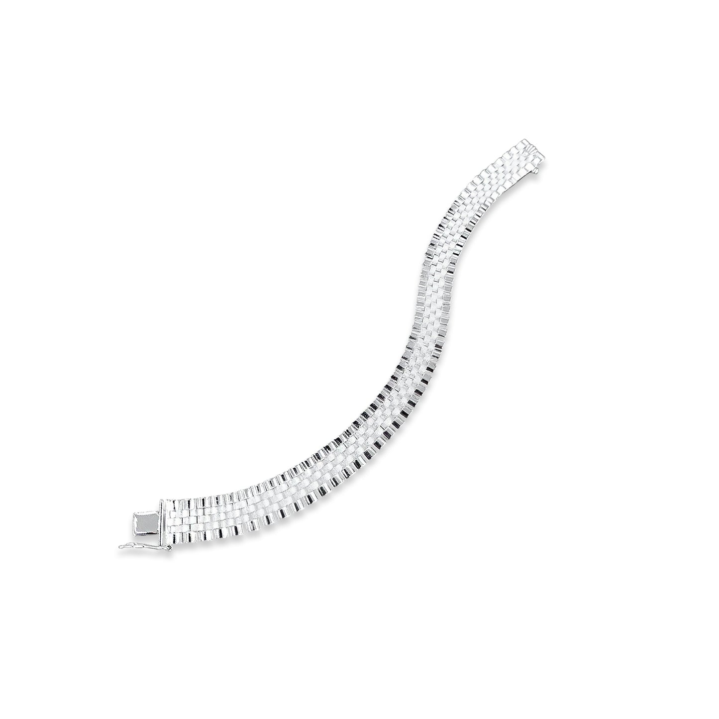 TMPPC004-19 Pulsera Caballero Modelo Rlx 3*2 1.1 cm de Ancho x 19 cm de Largo en Plata Fina .925