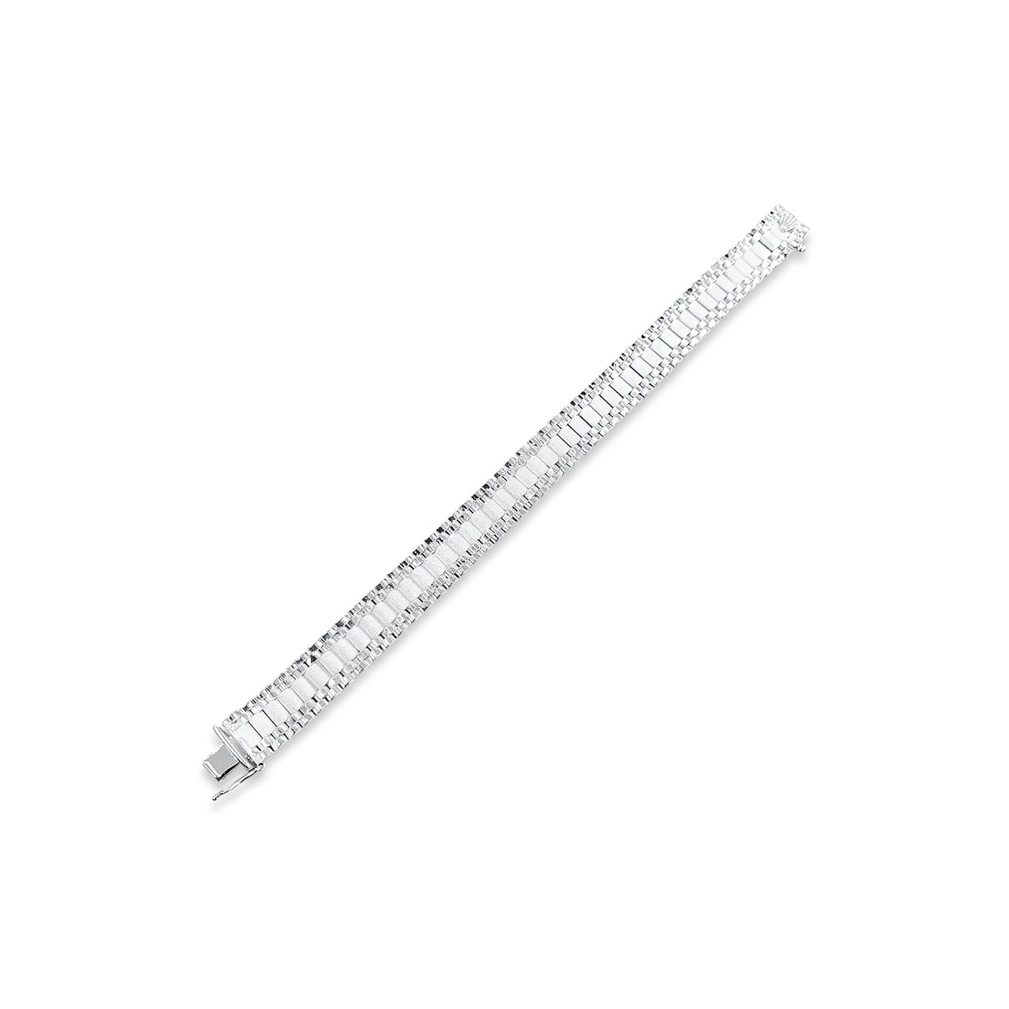 TMPPC005-19 Pulsera Caballero Modelo Rlx 1x2 1.2 cm de Ancho x 19 cm de Largo en Plata Fina .925